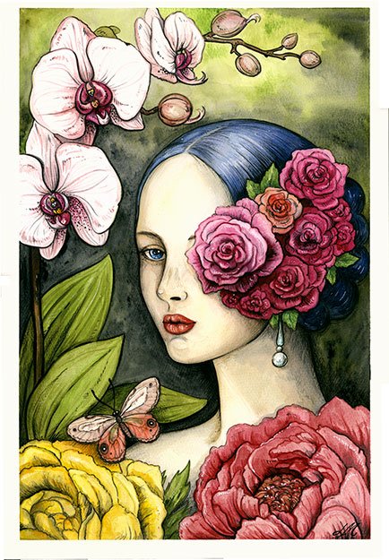 Girl with Orchids