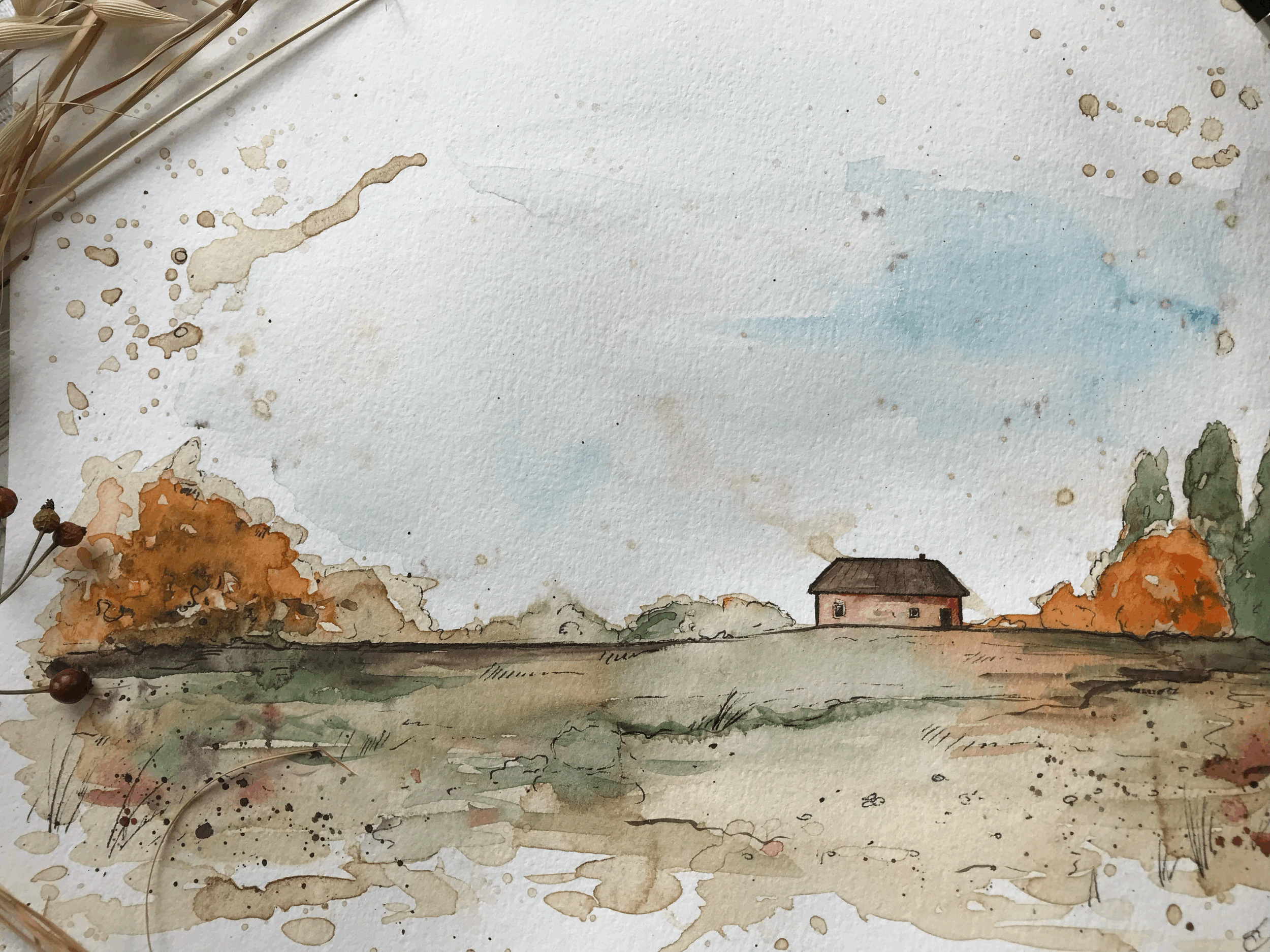 Autumn Farm house