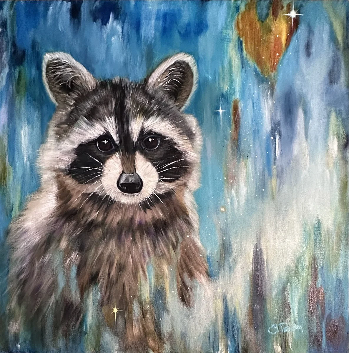 "Starlit Explorer" - Mixed Media on Canvas - 50x50 cm