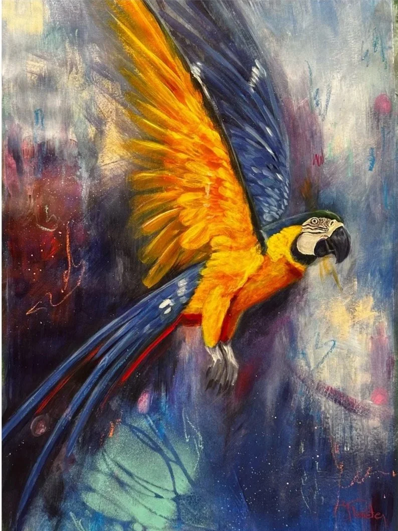 “Lifted by the Golden Light”
38x56.8cm
Oil and acrylic on paper