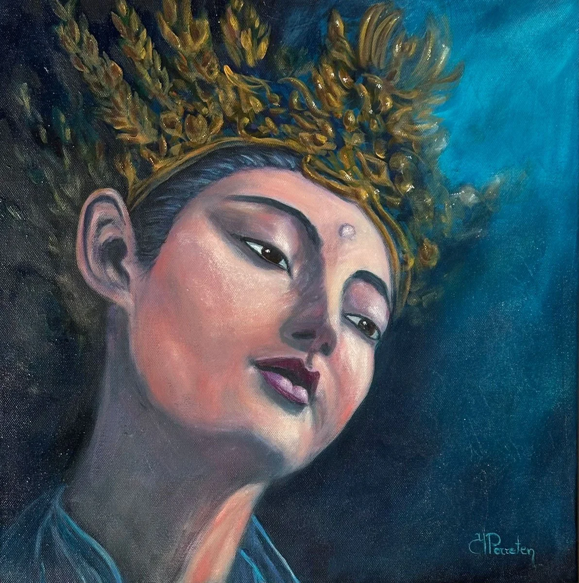 "Compassion Infinie" (White Tara) - Acrylic on canvas 40x40 cm