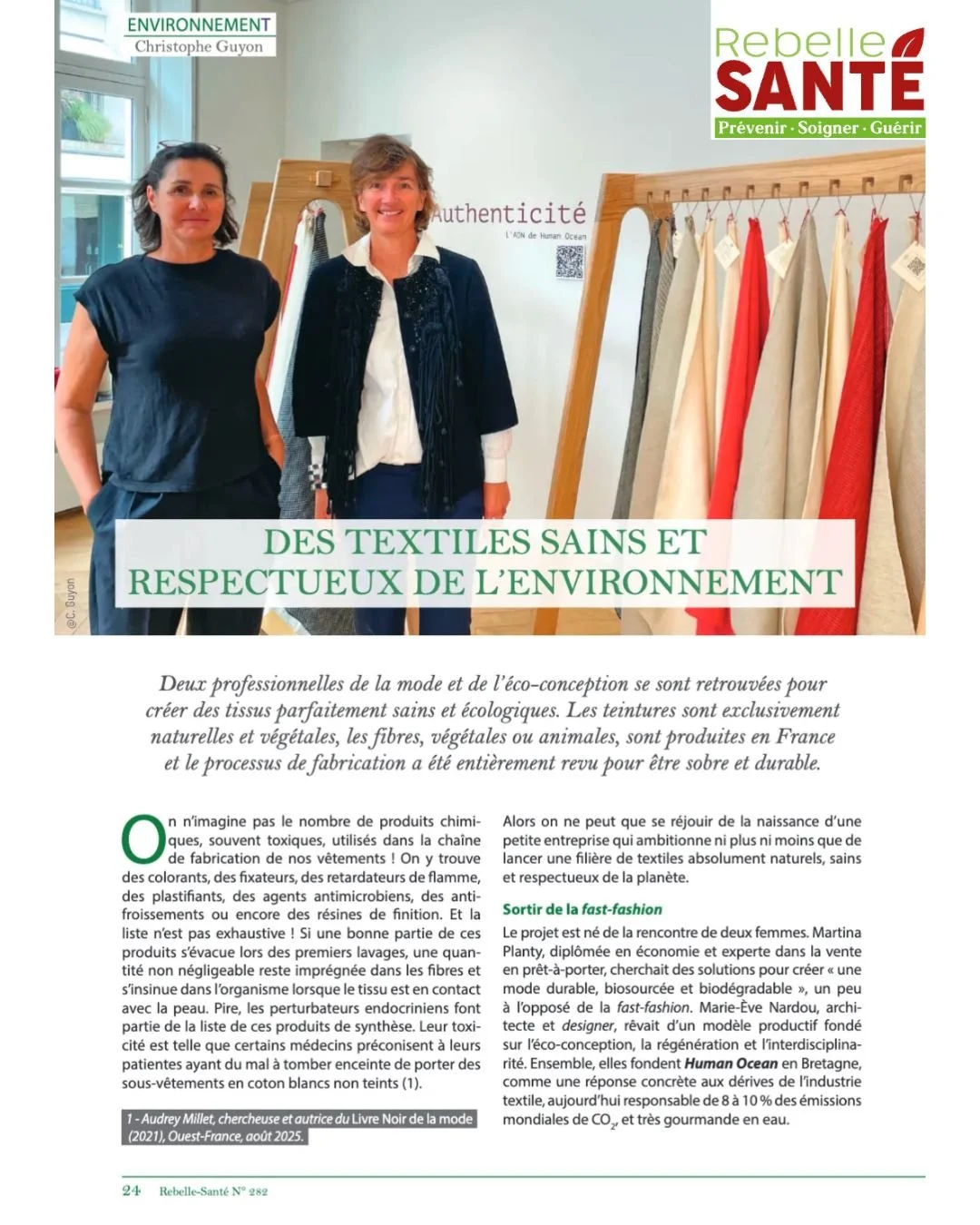 Des textiles sains et respectueux de l'environnement. Rebel Santé, février 2026.