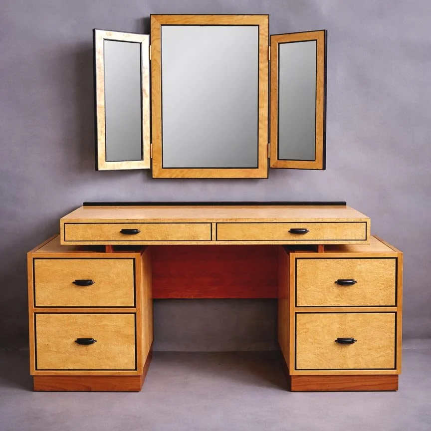 Deco Birdseye Vanity with Jewelry Mirror