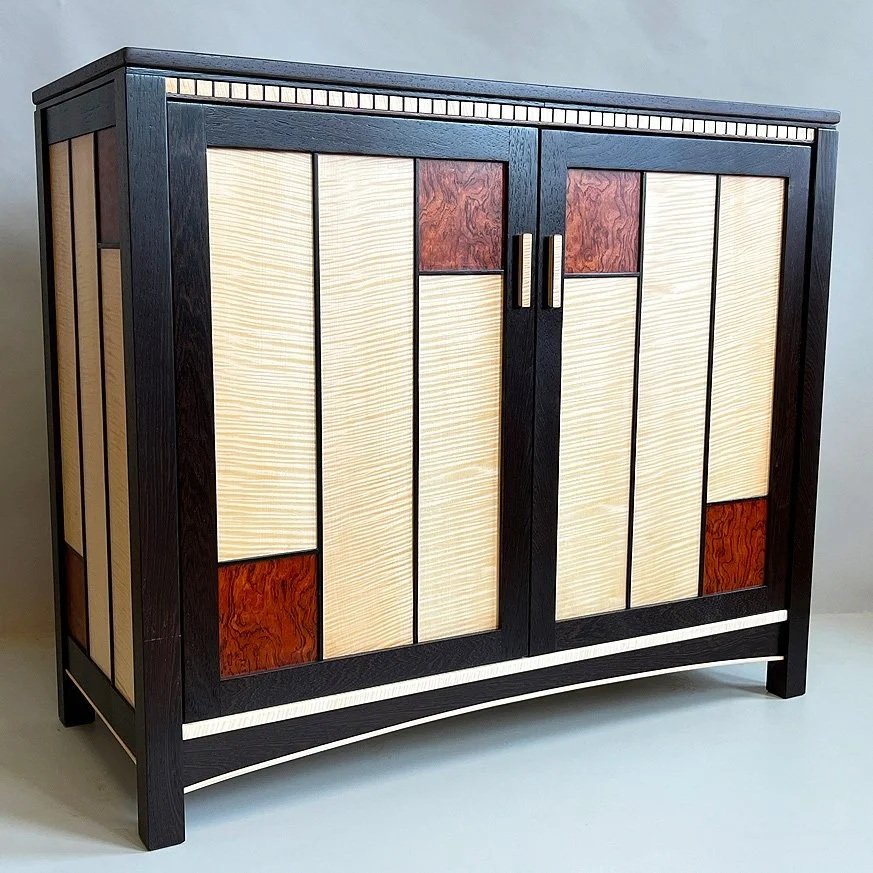 Wenge Curly Sycamore Bubinga Cabinet