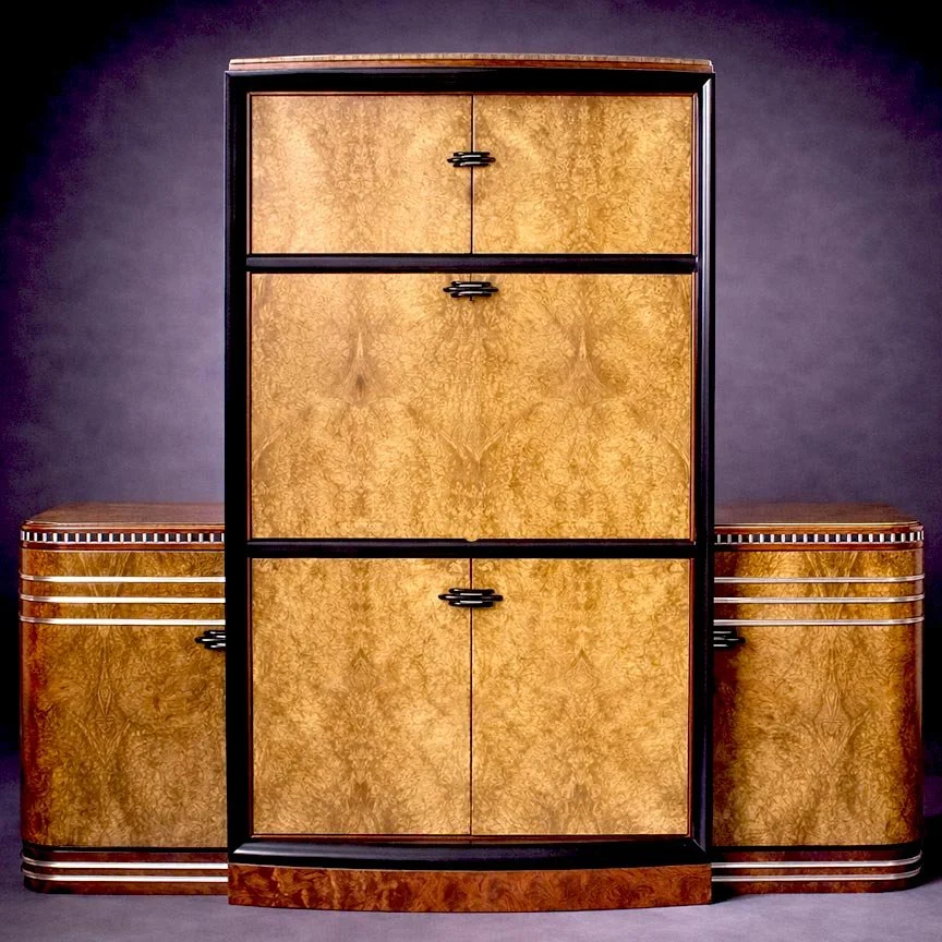 Elm Burl Art Deco Secretary Desk