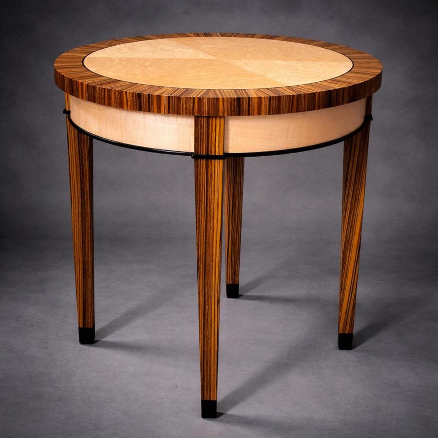 Zebrawood Birdseye Maple End Table