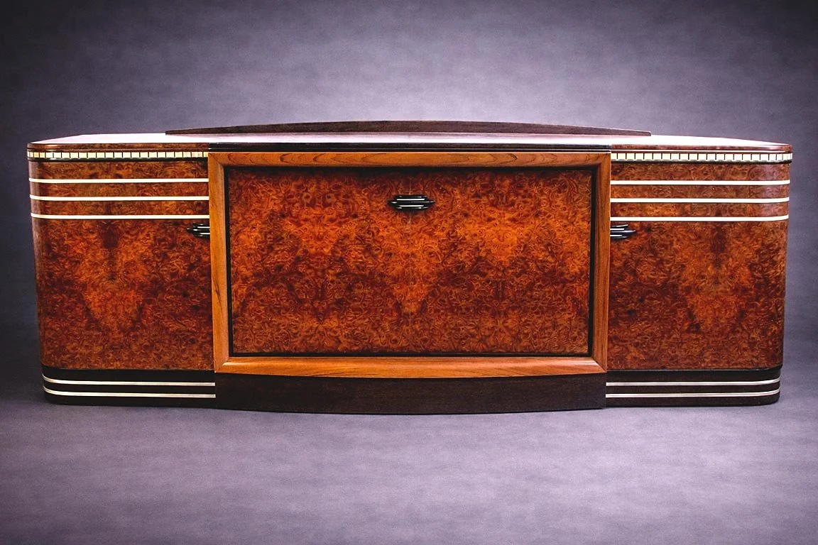 Elm Burl Art Deco Stereo Cabinet