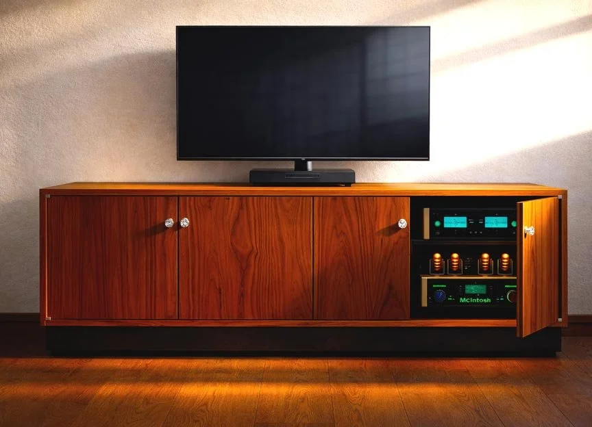 solid walnut audio stereo cabinet