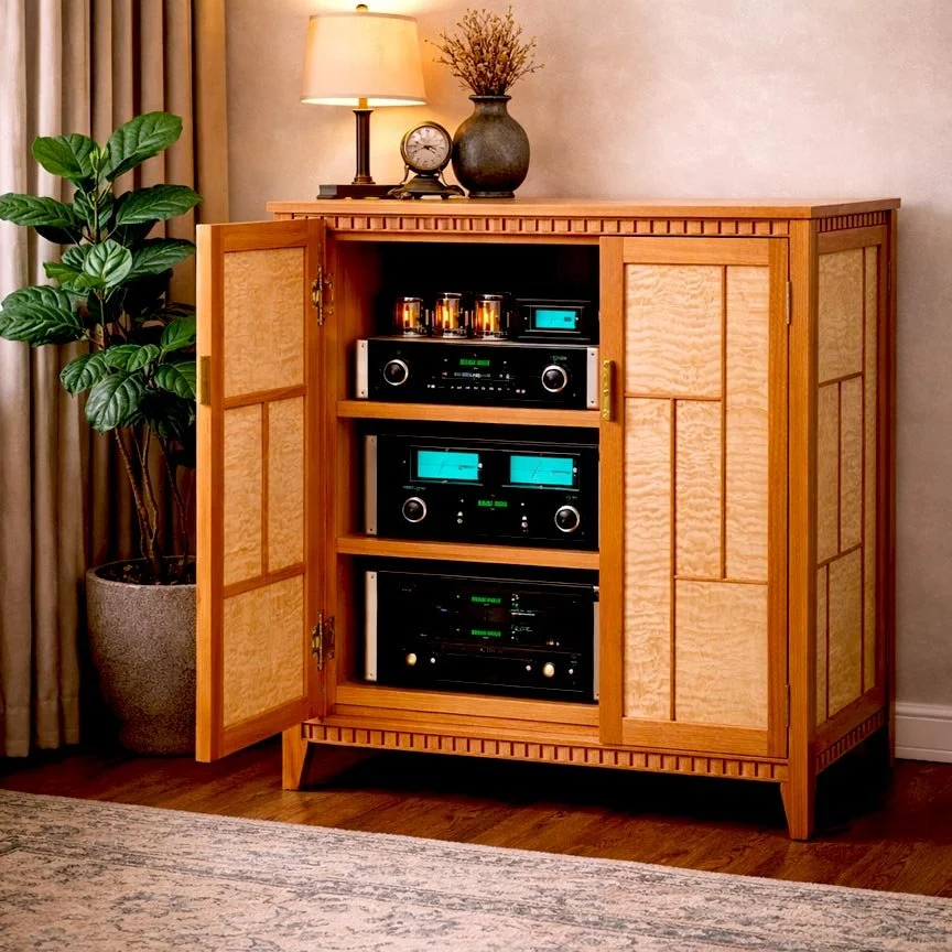 Cherry and Maple Stereo cabinet with doors