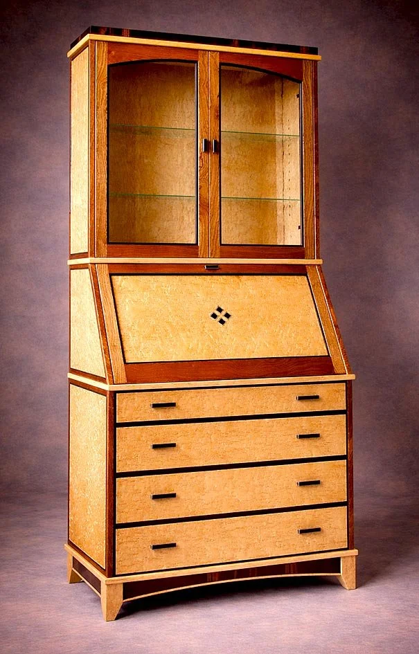 Birdseye Maple Drop Front Secretary Desk