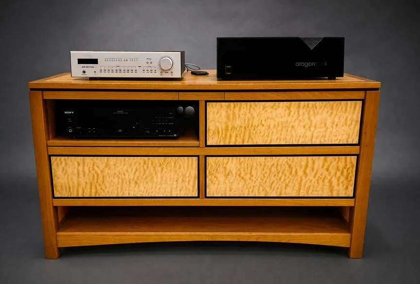 Quilted Maple Cherry Stereo Cabinet