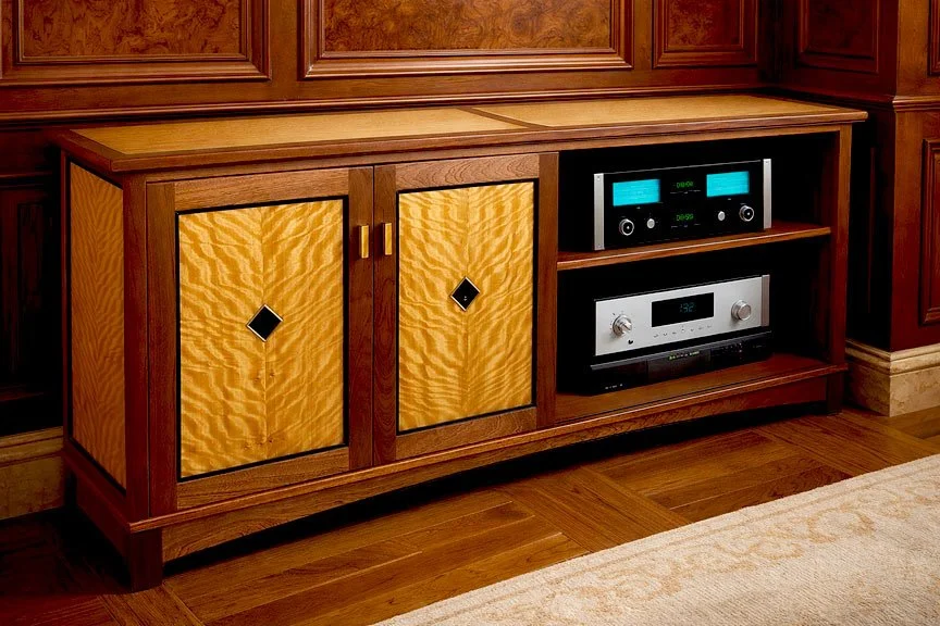 Satinwood Stereo Bookcase