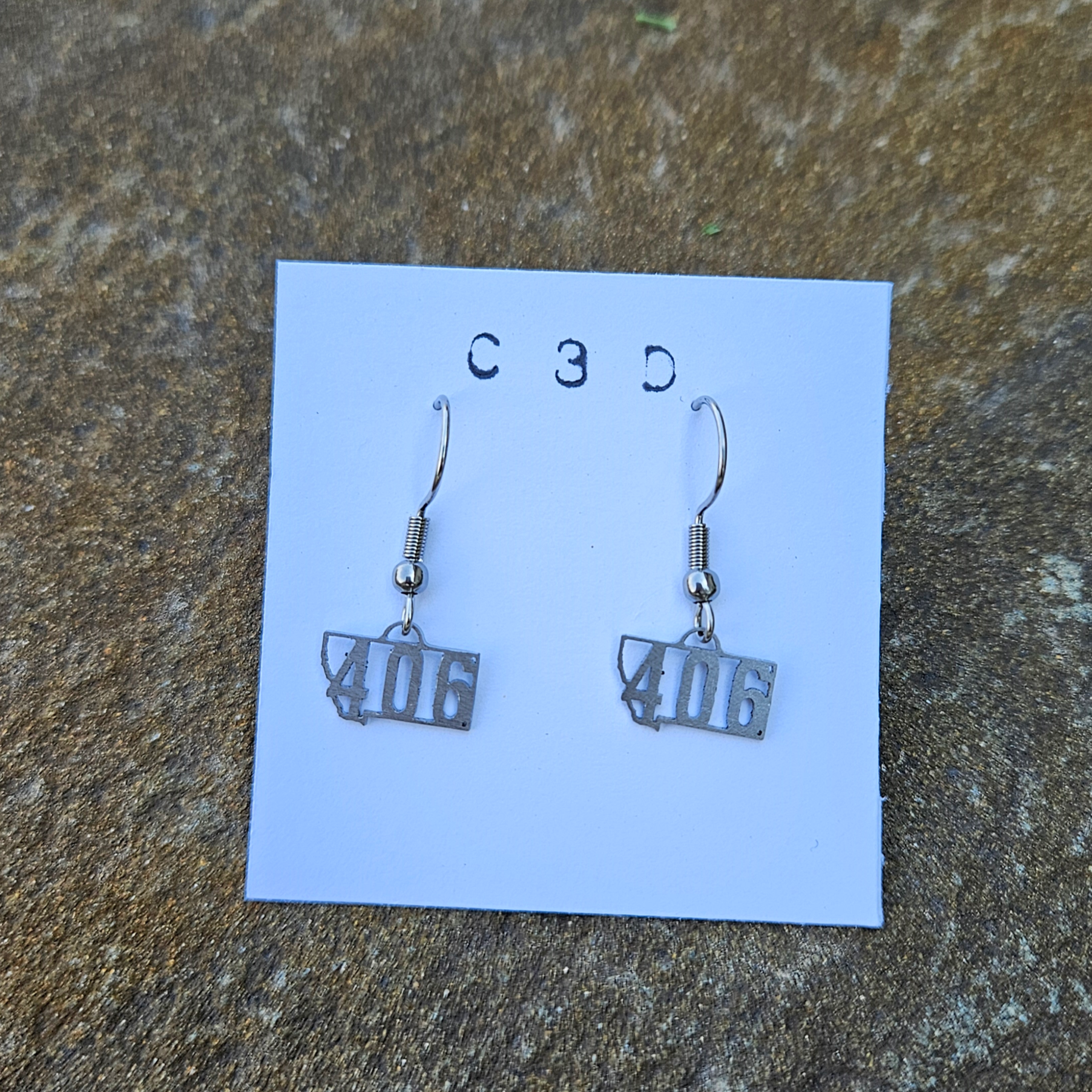 100% stainless steel Montana earrings with 406 design.