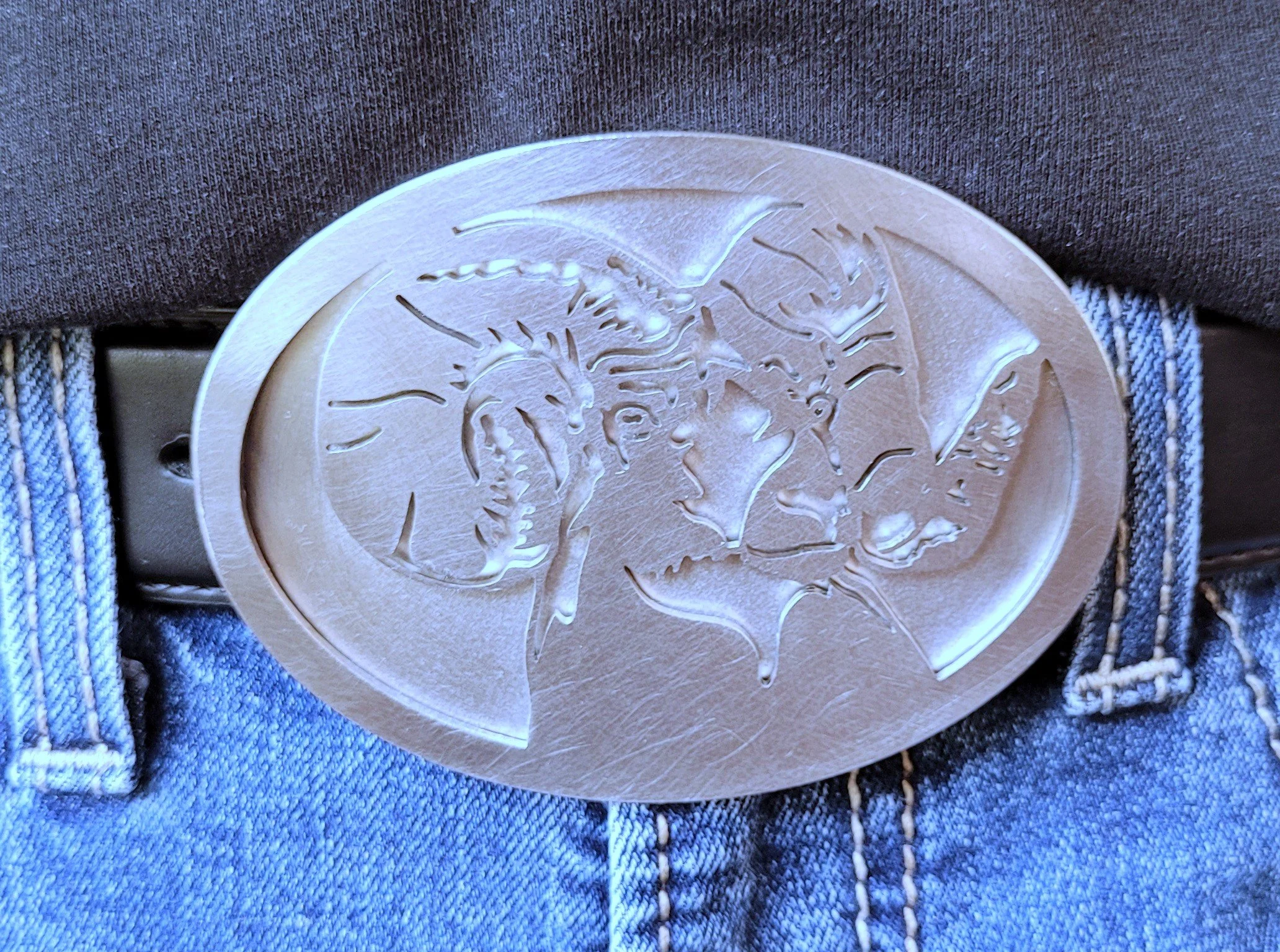 Stainless steel ram belt buckle.