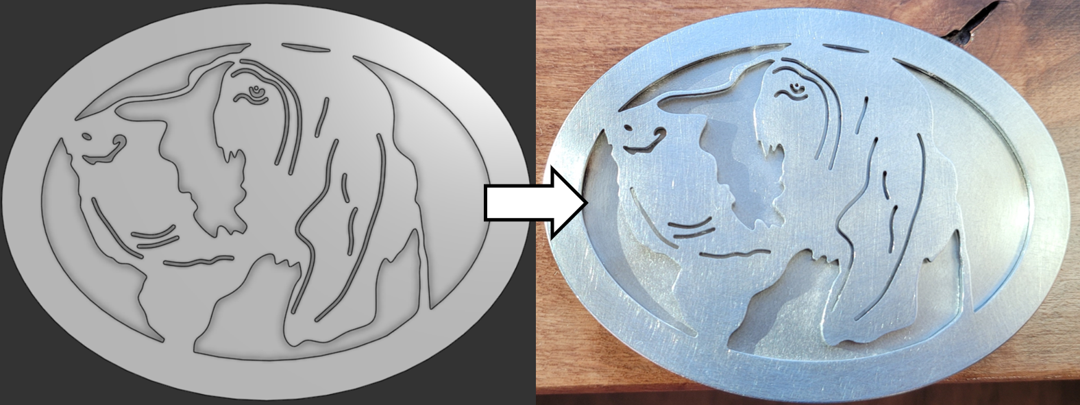 Stainless steel dog belt buckle CAD to part.