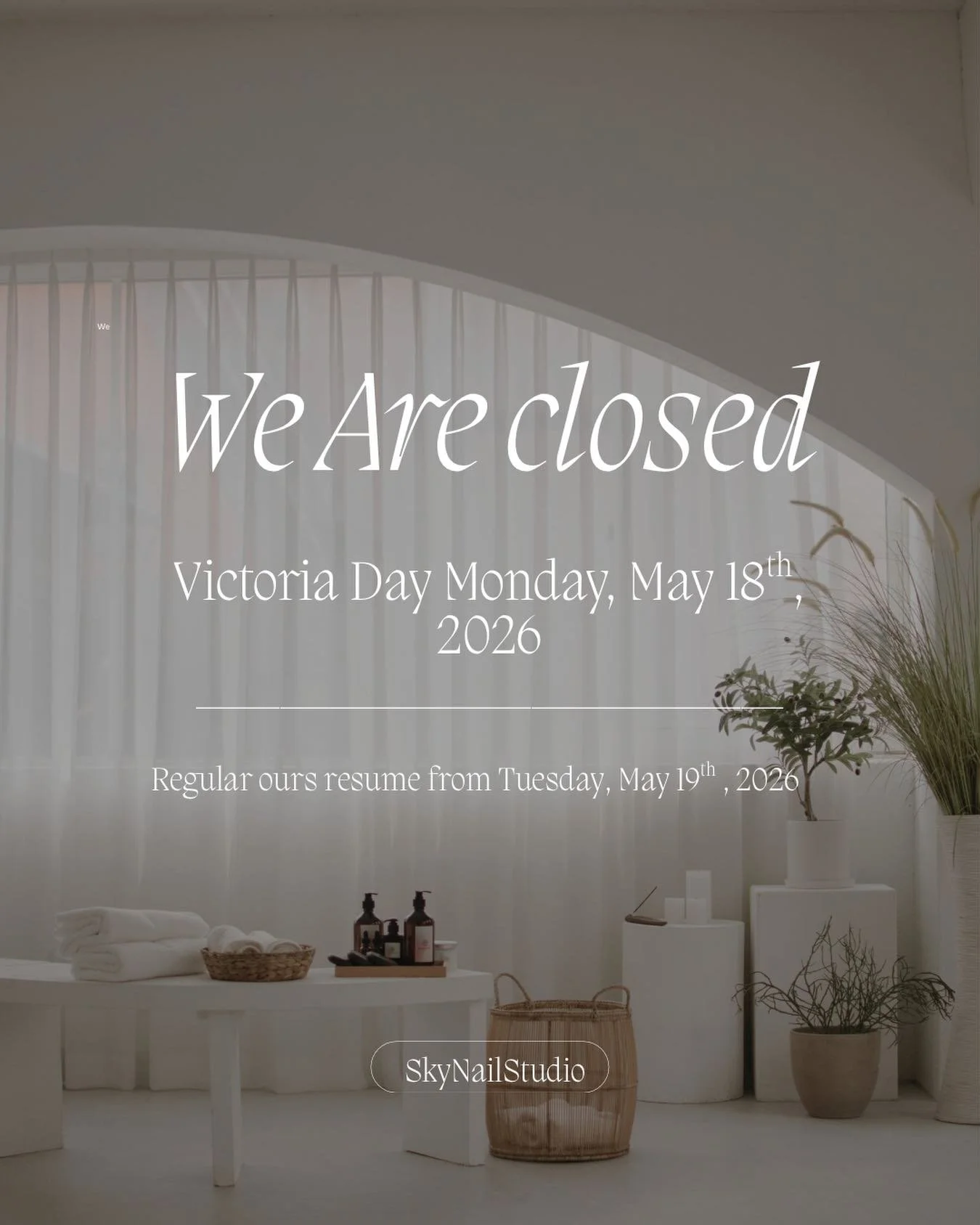 We will be closed for Victoria day Monday,May 18, 2026
Back to regular hours Tuesday May 19

Happy long weekend!
#nails #closed #longweekend #nailstyle