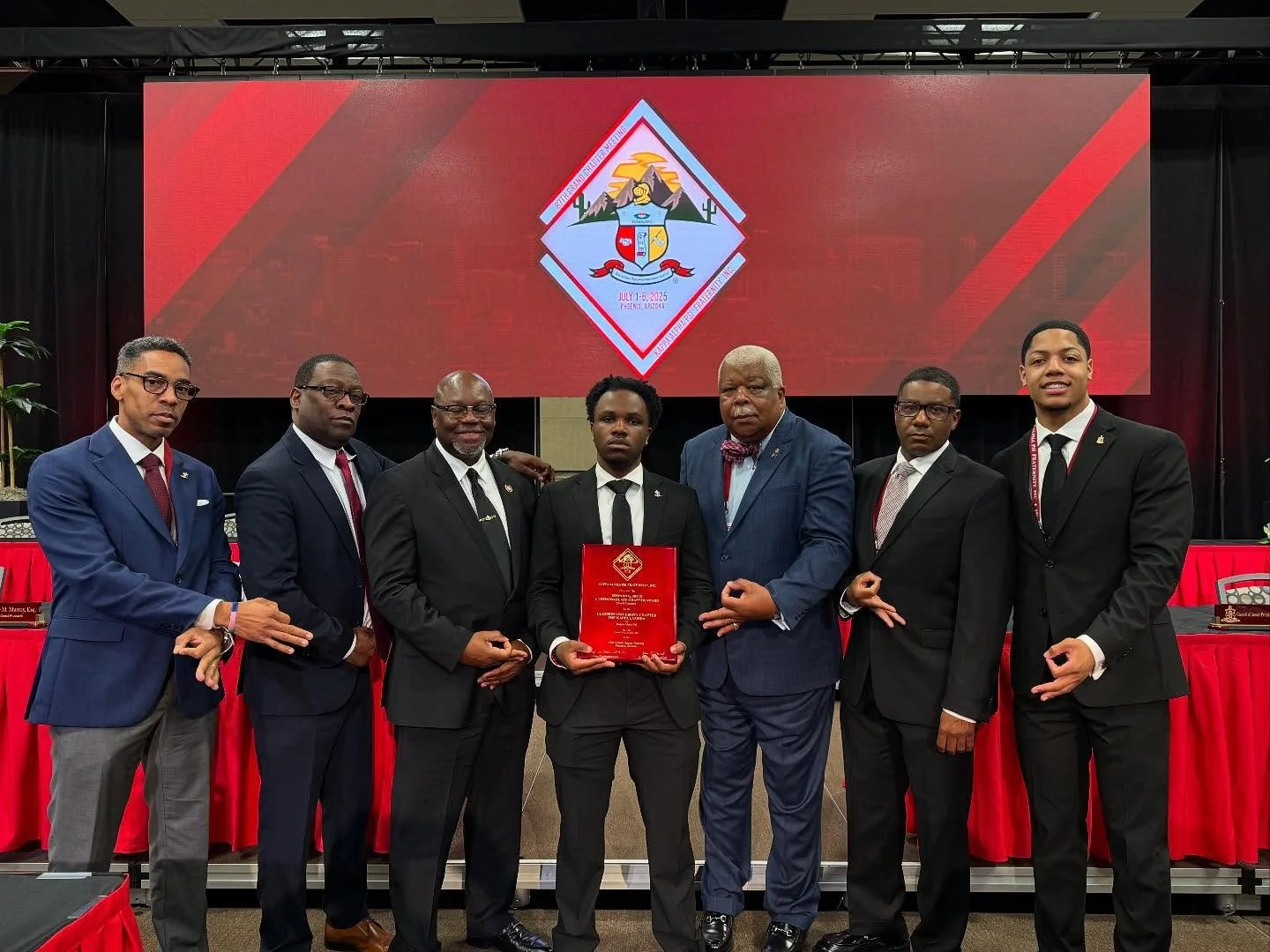 National COTY🏆

At the 87 Grand Chapter Meeting in Phoenix, Arizona, The Kappa Lambda Chapter of Kappa Alpha Psi, proudly chartered at Clemson University, has been awarded the Edward Giles Irvin Undergraduate Chapter of the Year Award for Small-Size