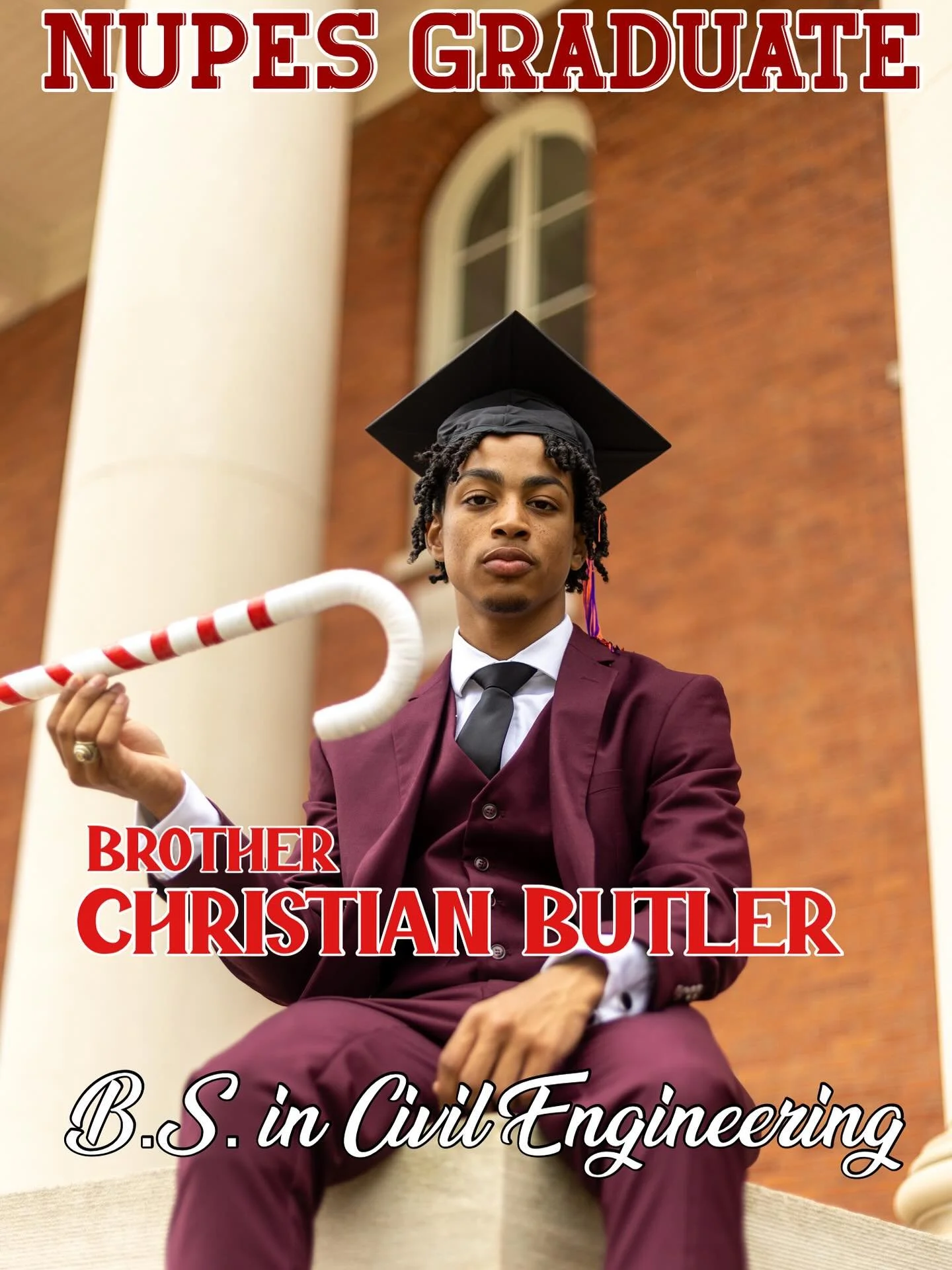 &diams;️NUPES GRADUATE&diams;️

Congratulations to Spr &lsquo;23 initiate Brother Christian Butler, as he graduated this past semester with a Bachelor of Science degree in Civil Engineering along with a 4.0 GPA and many other academic achievements. B