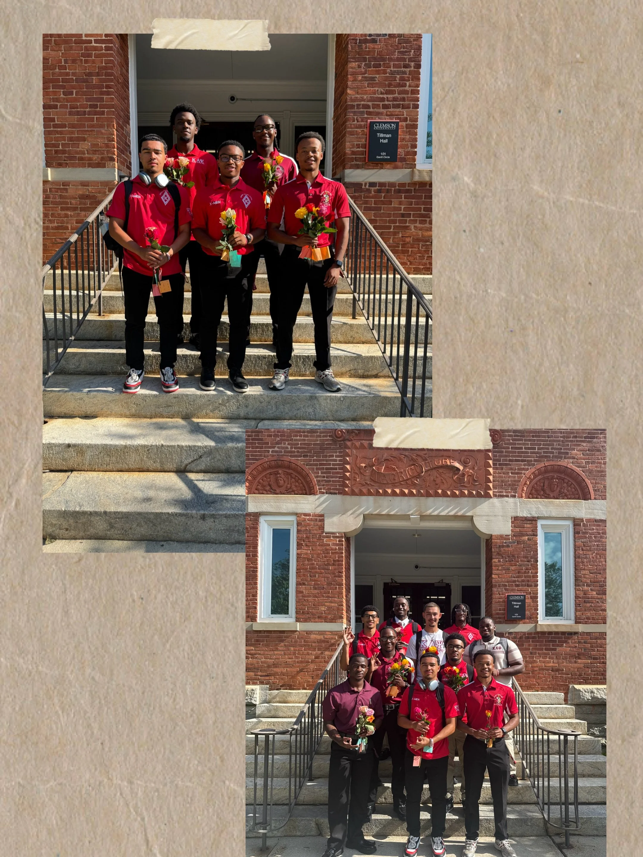 Earlier today, the brothers of the Kappa Lambda chapter of Kappa Alpha Psi welcomed the students of Clemson University to the new school year. Handing out roses to ladies across campus with positive notes attached to make sure everyone is excited for