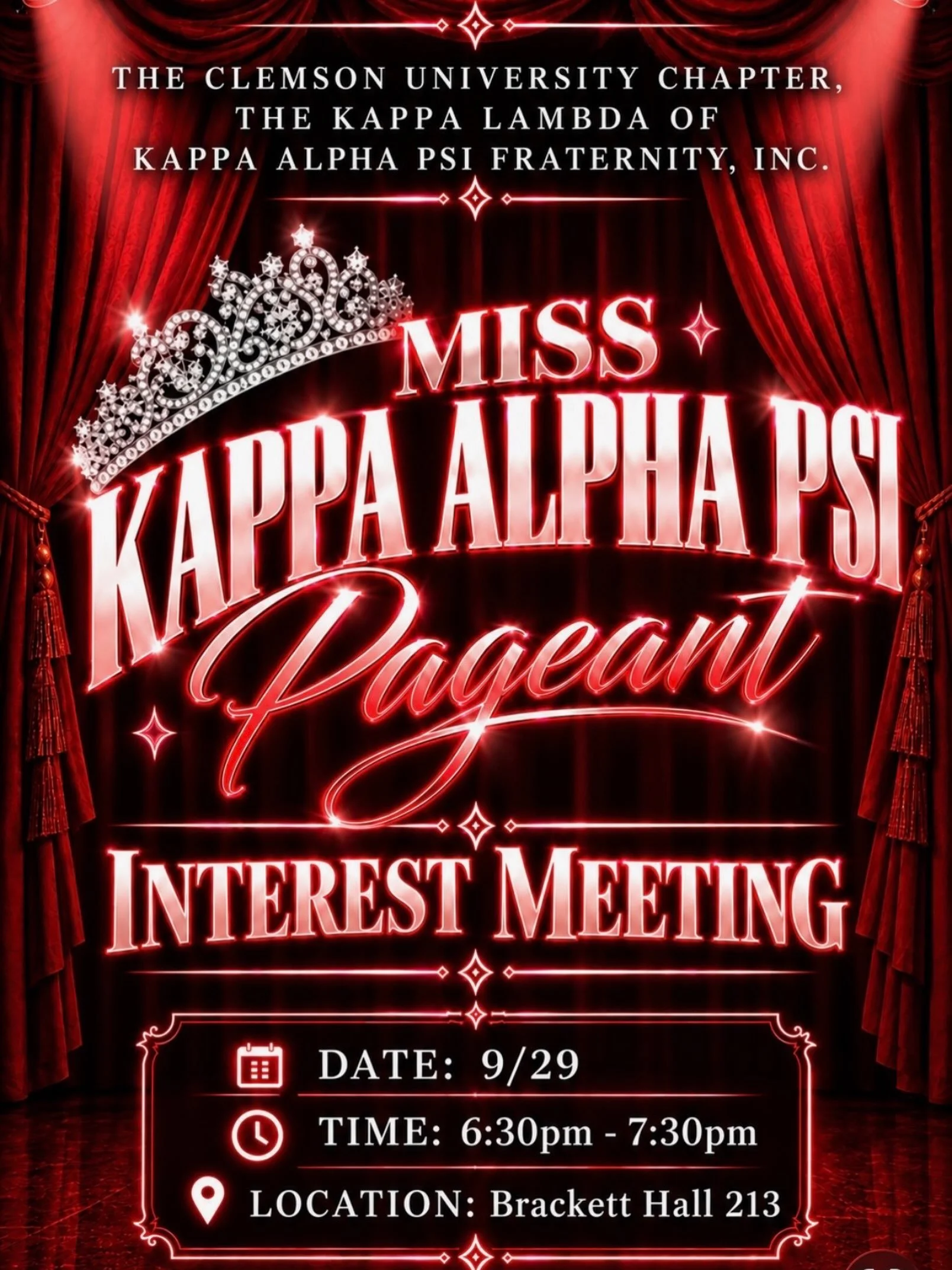 💎Ladies, this one is for YOU! 💎

The Brothers of the Kappa Lambda Chapter of Kappa Alpha Psi Fraternity, Inc. are officially beginning preparations for our Annual Scholarship Pageant!👸

Interested in stepping into your spotlight, representing exce