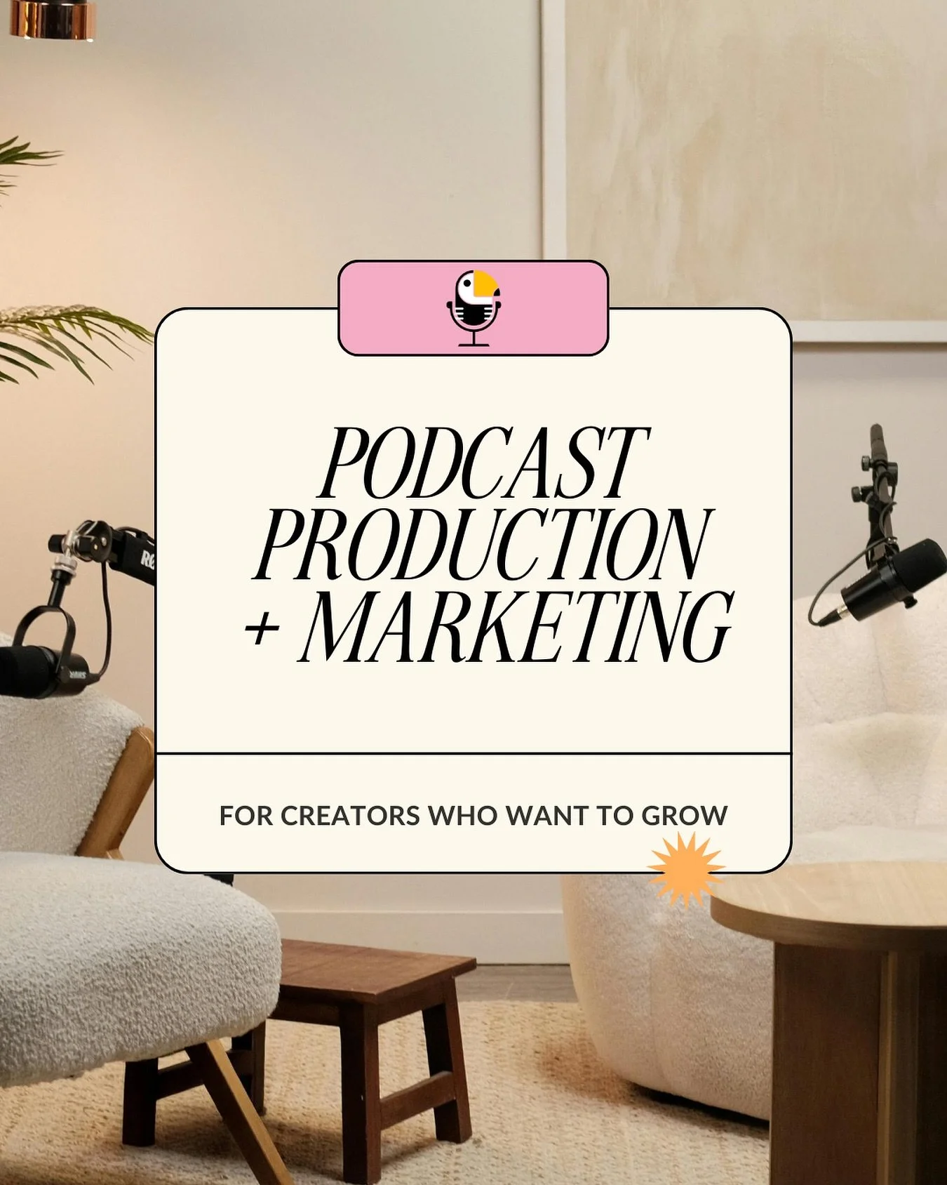 🎧 We help podcasters do more than just record.

At&nbsp;Flew the Coup Productions, we:
✅ Edit your audio + video so your show sounds polished and professional
✅ Create social media clips that turn episodes into discoverable content
✅ Build marketing