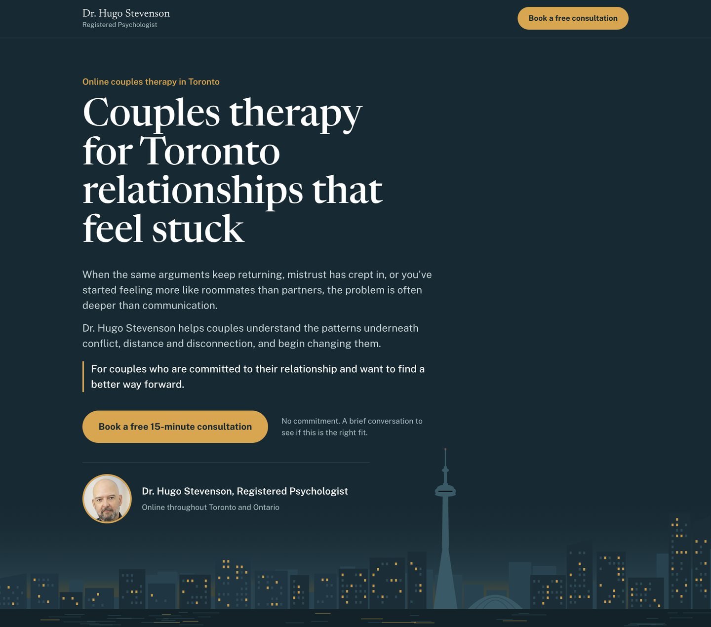 Custom couples therapy page designed by TheraBuzz