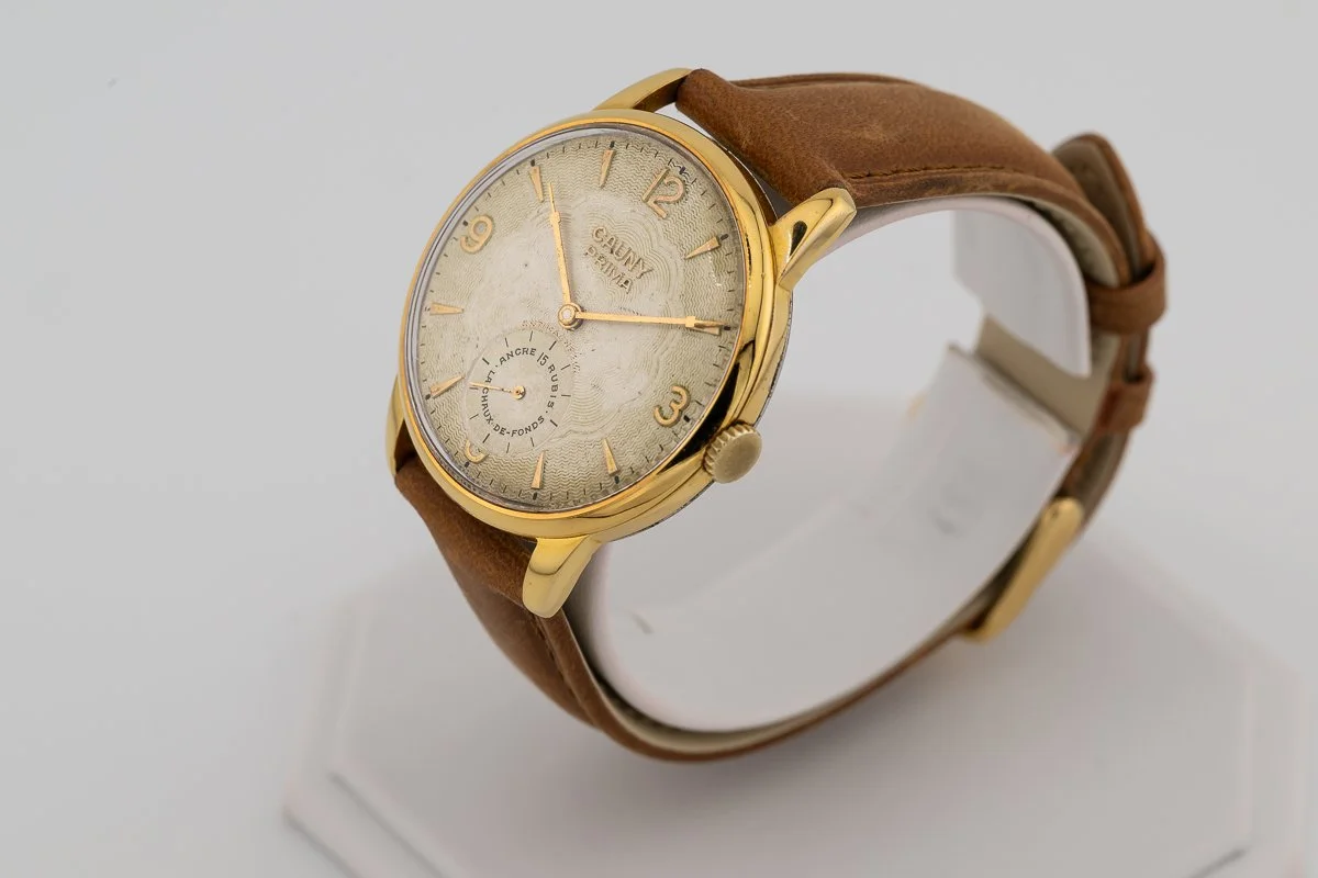 1940s Cauny Prima Guilloché Dial Manual Watch