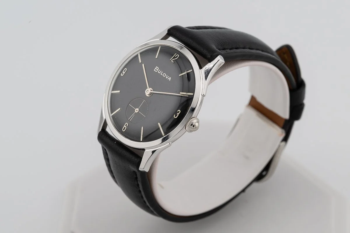 1957 Bulova President Black Dial White Gold Manual