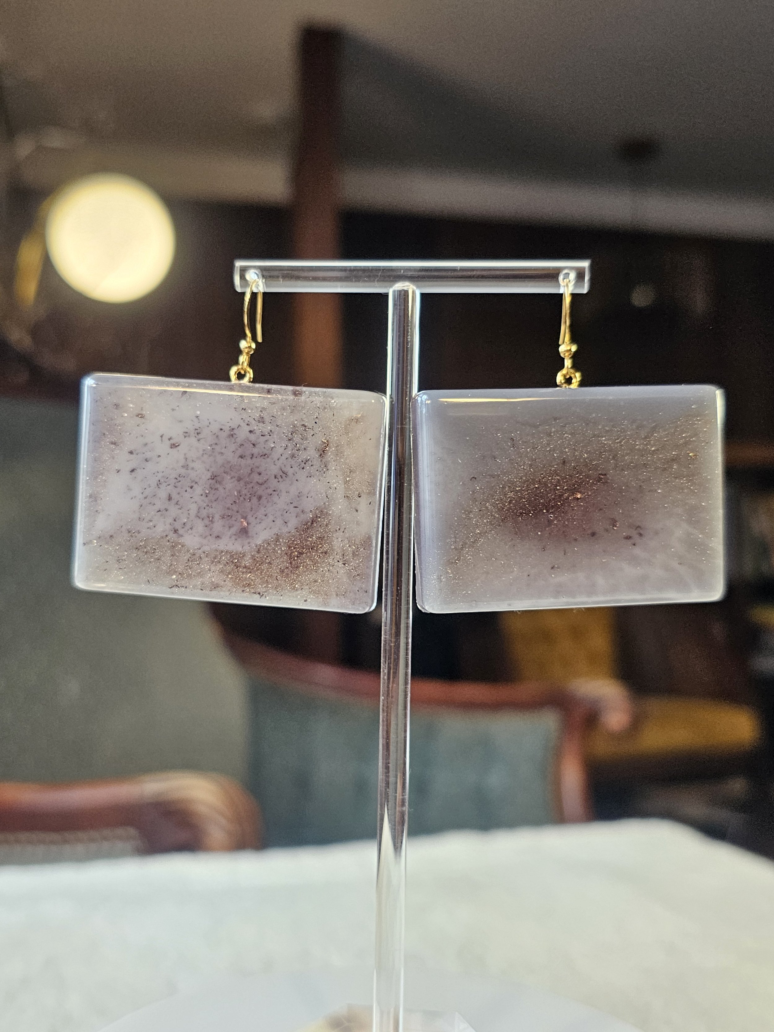 L Amethyst Smoke Dangle