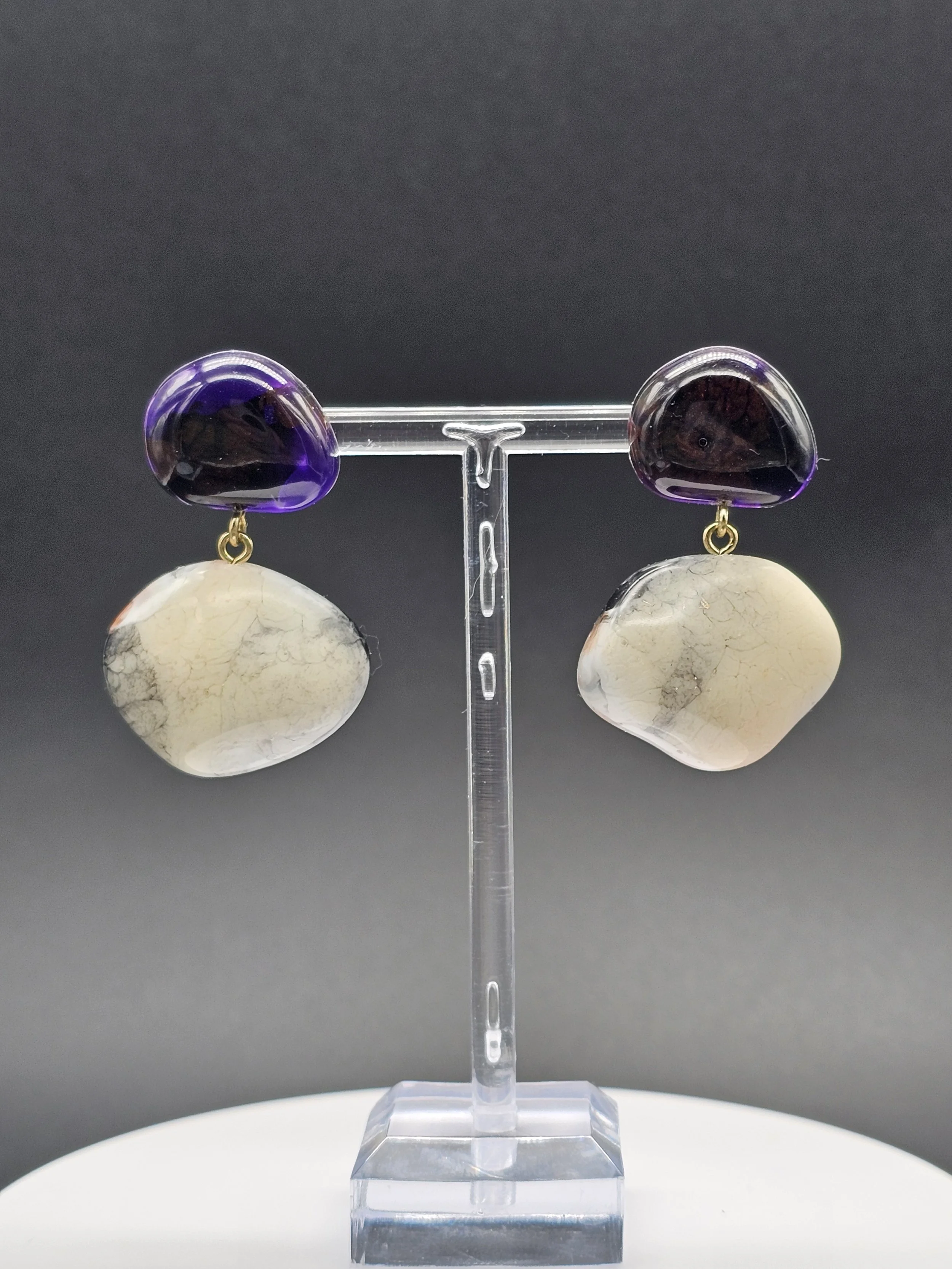 M Purple/Ivory Stone 2 Tier Dangle