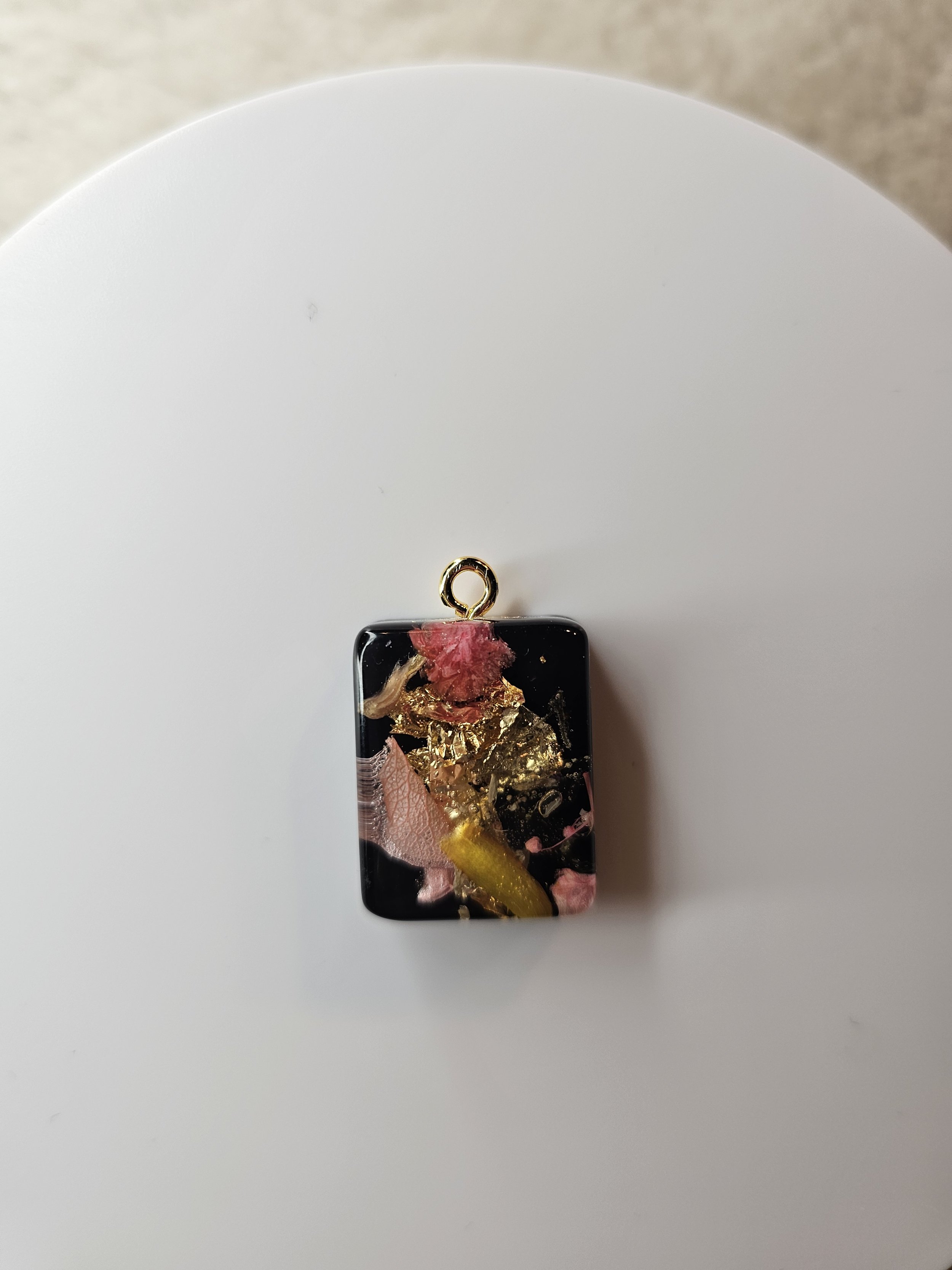 S Black/Gold Pink Yellow Floral Pendant