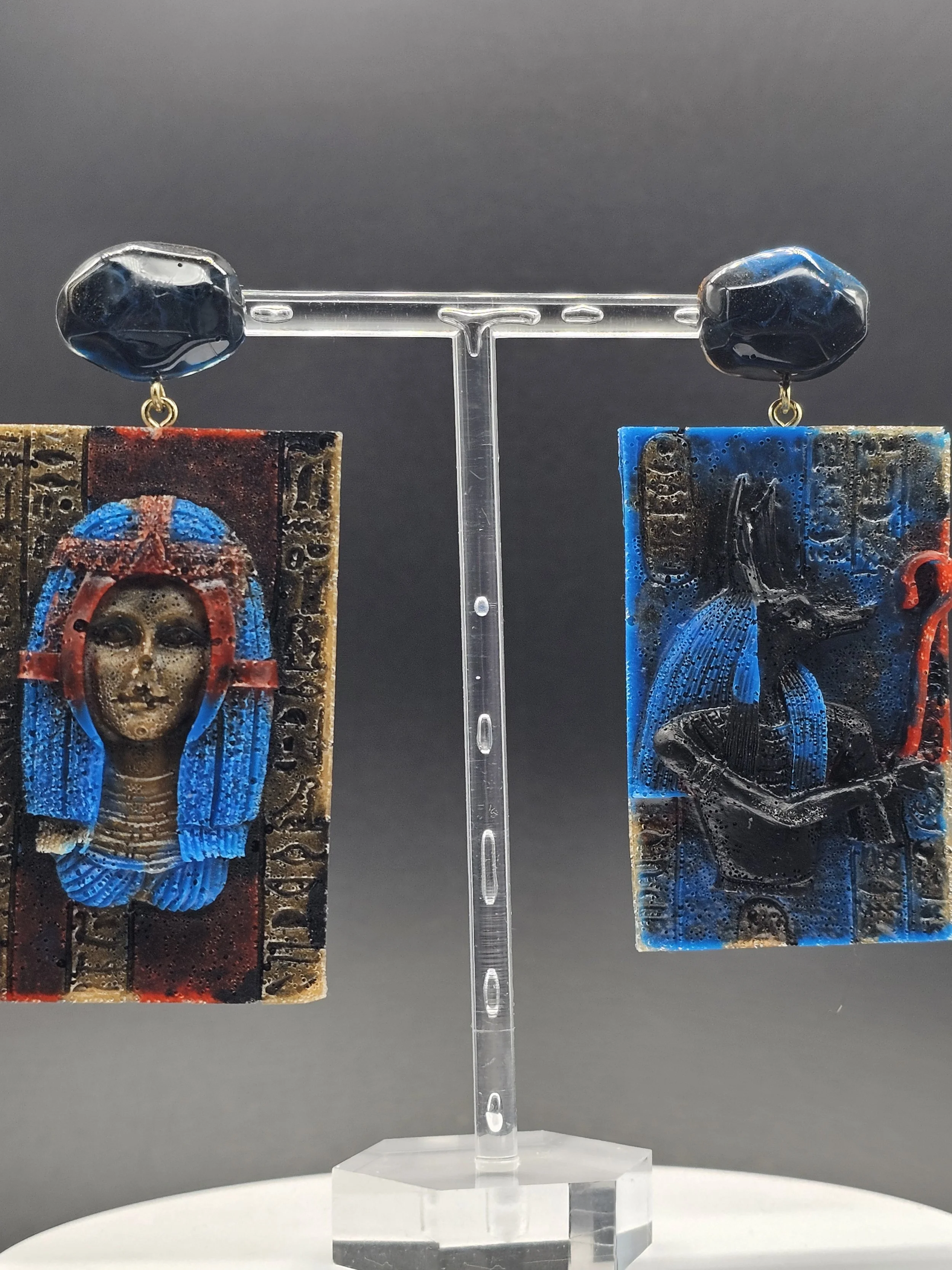 L/XL Blue/Red Gold/Black Anubis/Pharaoh Dangle