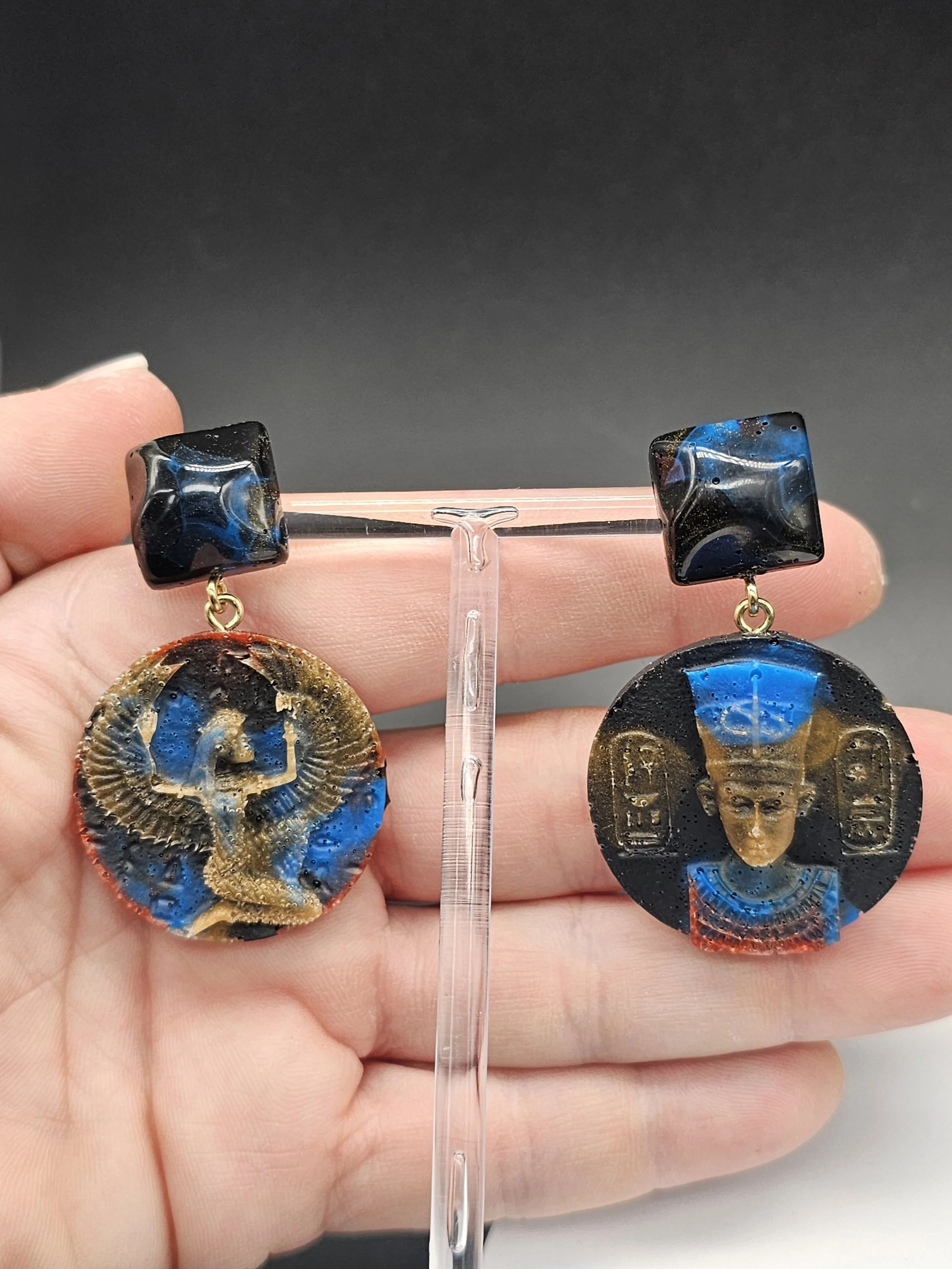 M Blue Black Gold Ancient Egypt Dangle