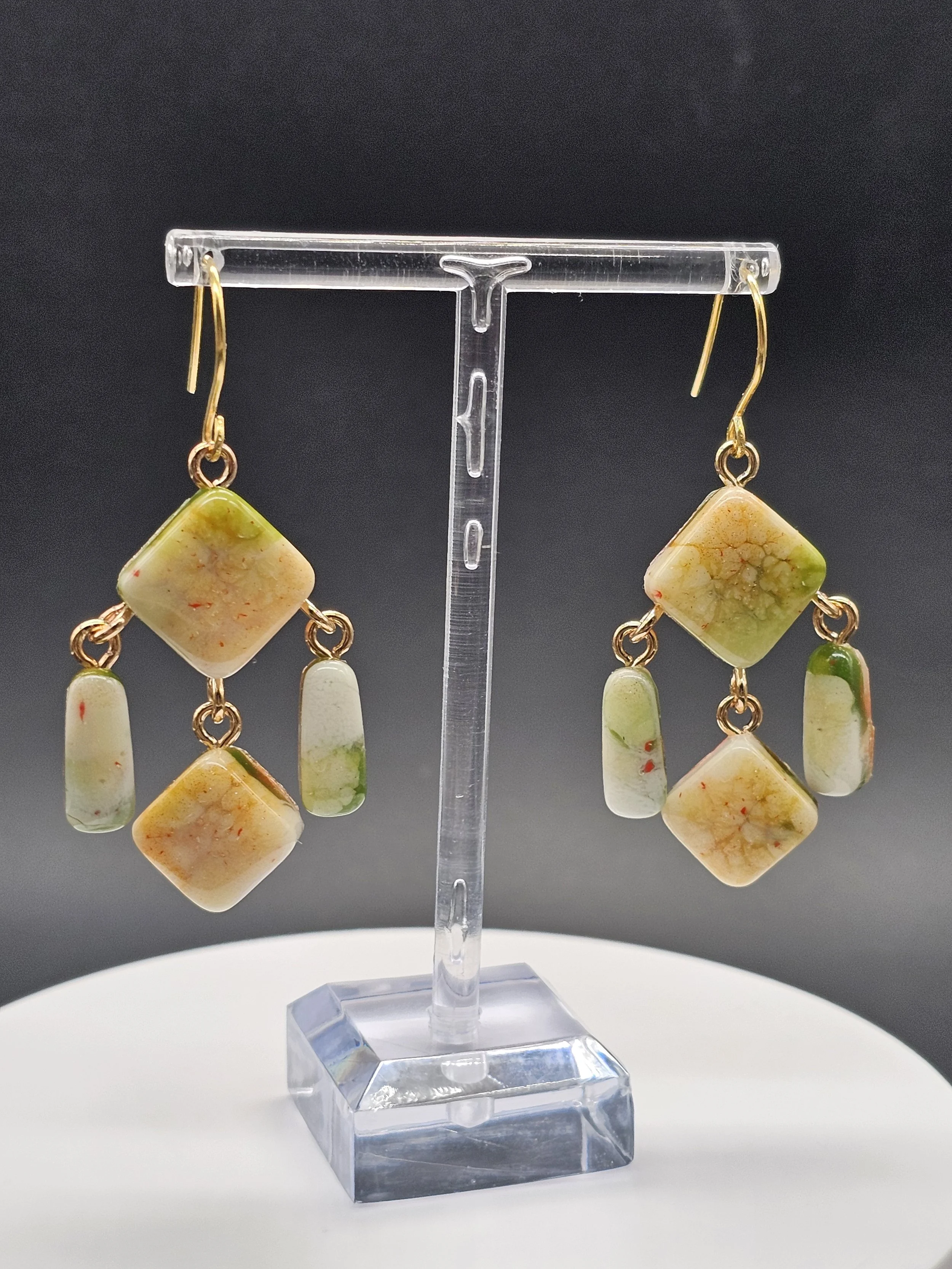 M Green/Orange Chandelier Dangle
