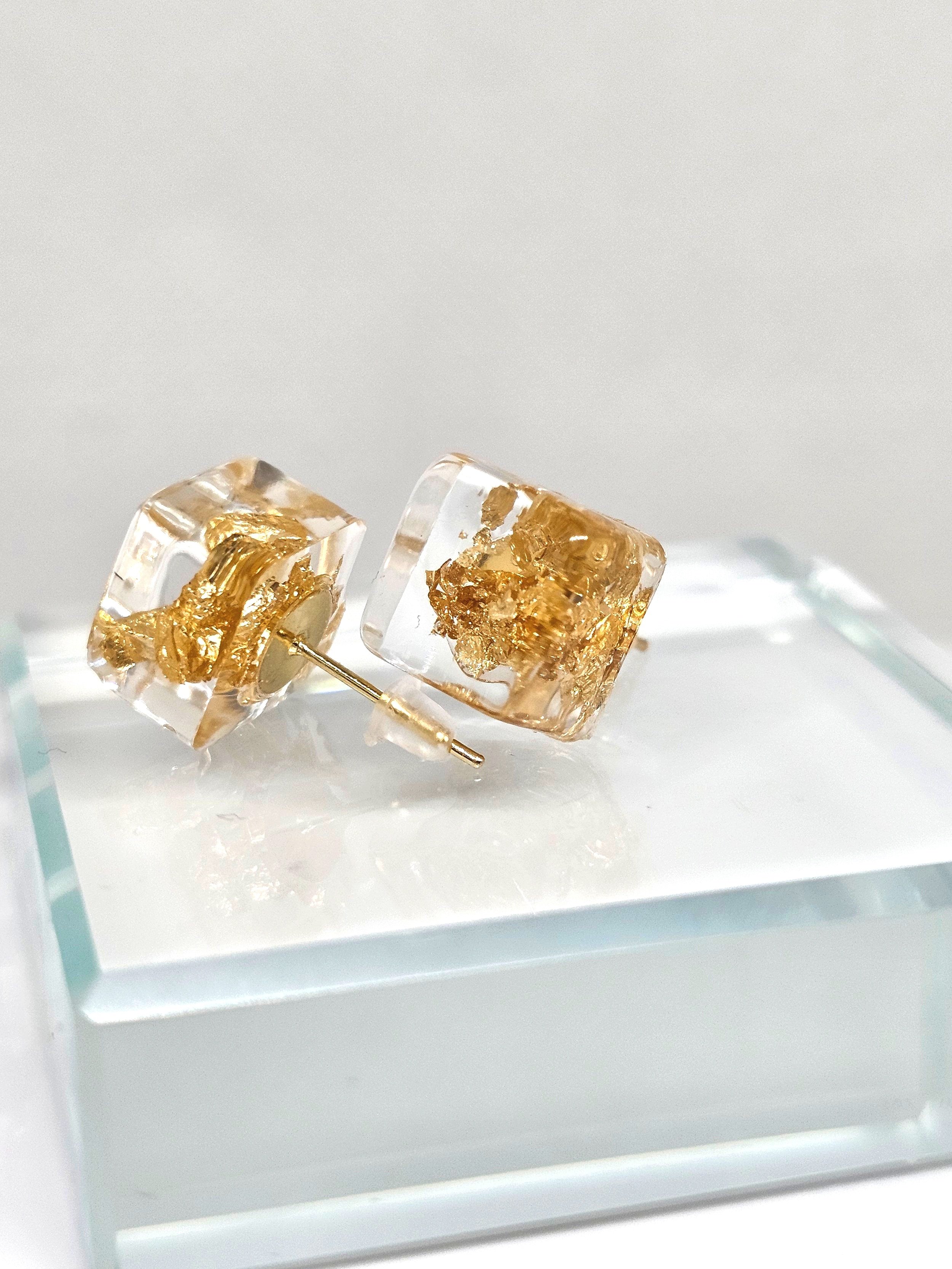 XS Square Gold Foil Stud