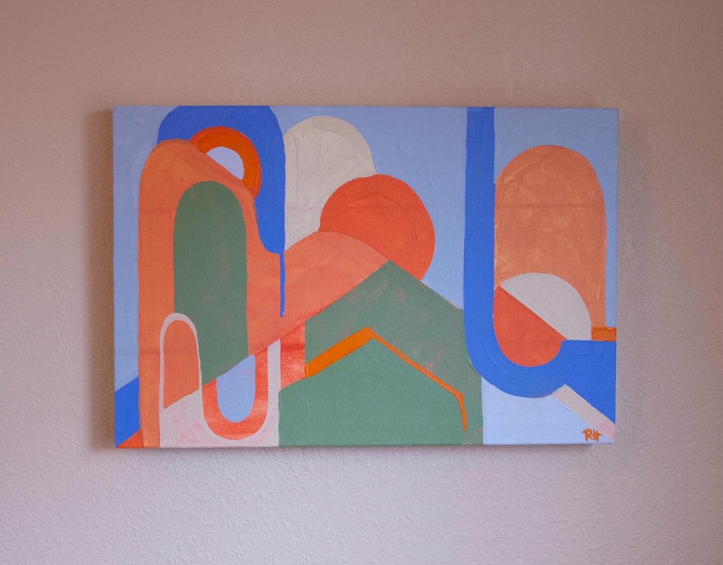 &lsquo;Sherbert Skies #1&rsquo;
18&rdquo; x 12.25&rdquo;
Acrylic on canvas

New series drop is live on my online store! 
link in bio 🔗