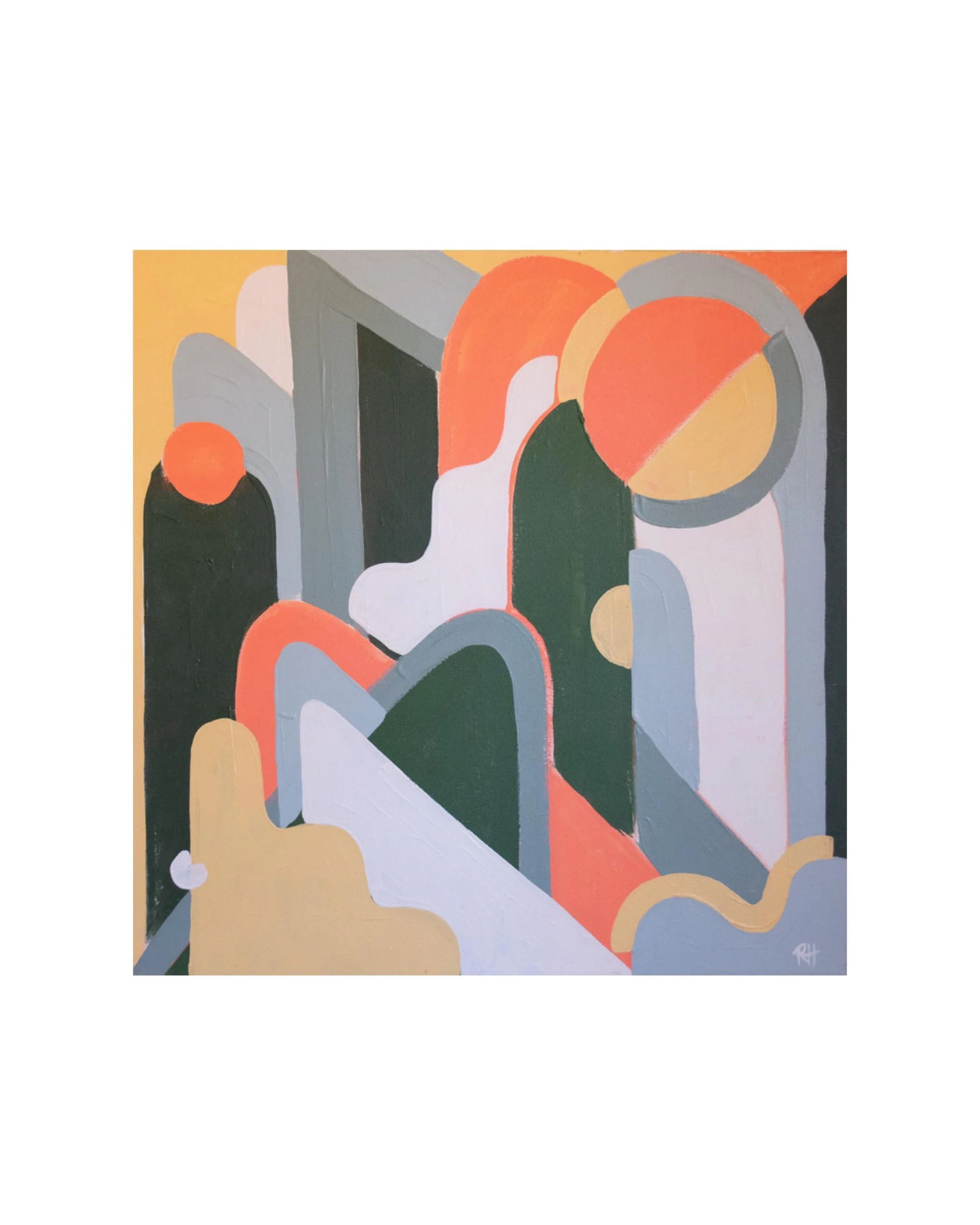 &lsquo;Desert Highrise&rsquo; (20&rdquo;x20&rdquo;, acrylic on canvas) is for all of my people who feel the constant pull between nature and the city &mdash; craving open desert skies while also loving the energy, movement, and connection found in ur
