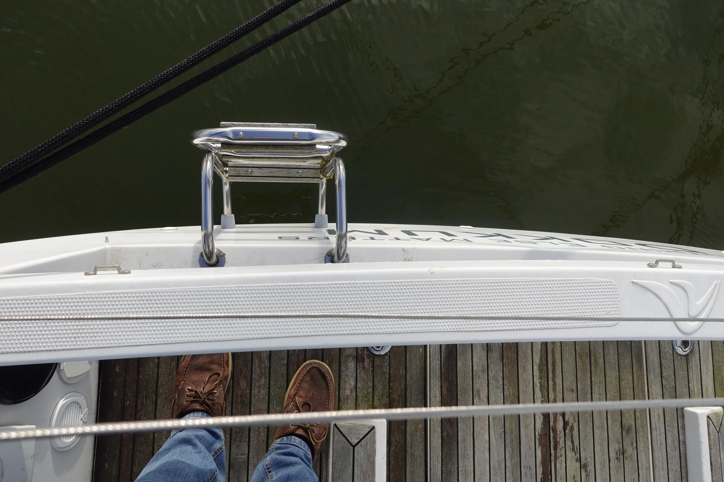 Stevige rvs zwemtrap en verwijderbare zitbalk 