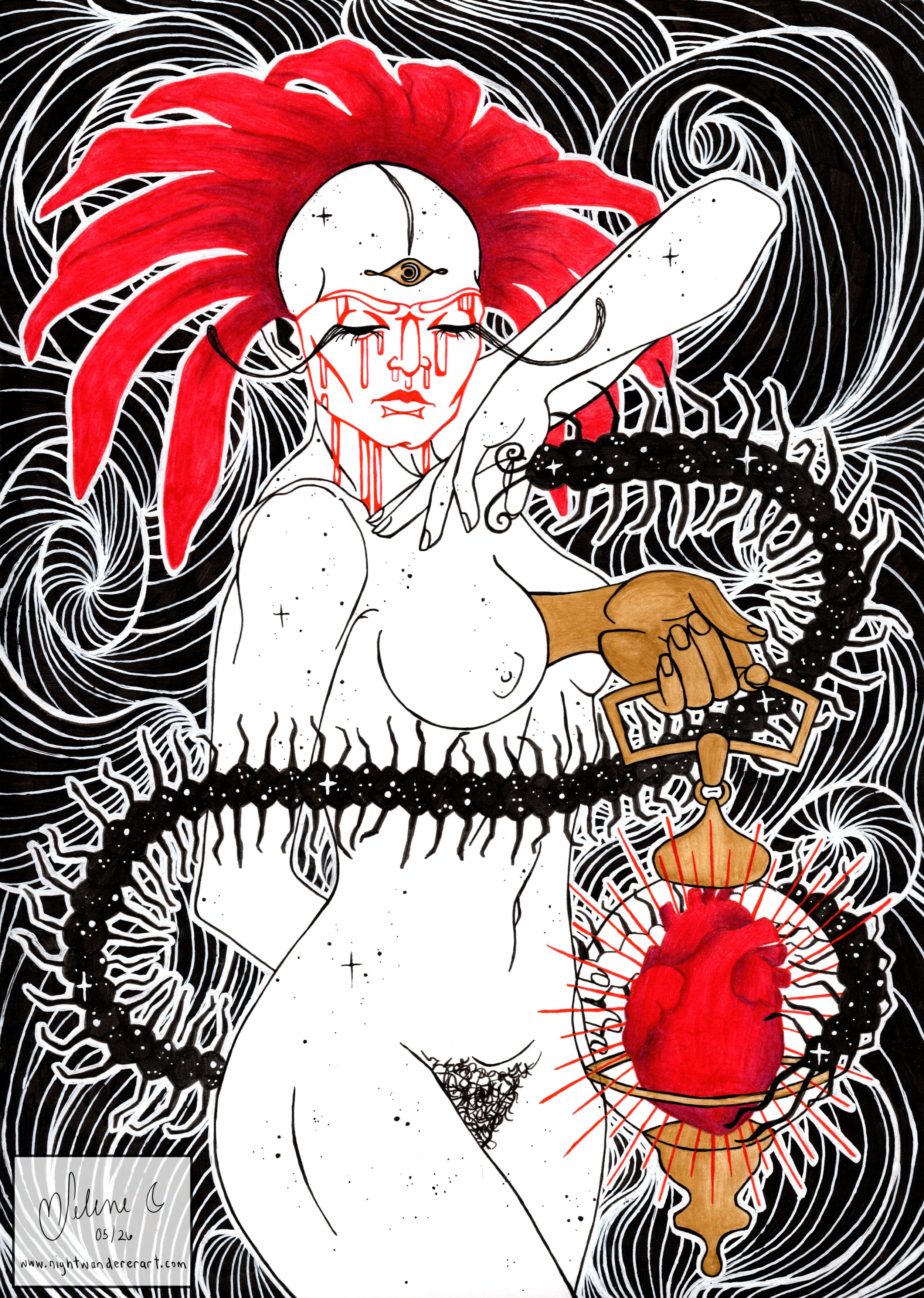 Chaotic Neutral
(May 2026)
Ink, Coloured Pencils, Acrylic Paint & Pen
9x12 Bristol Paper