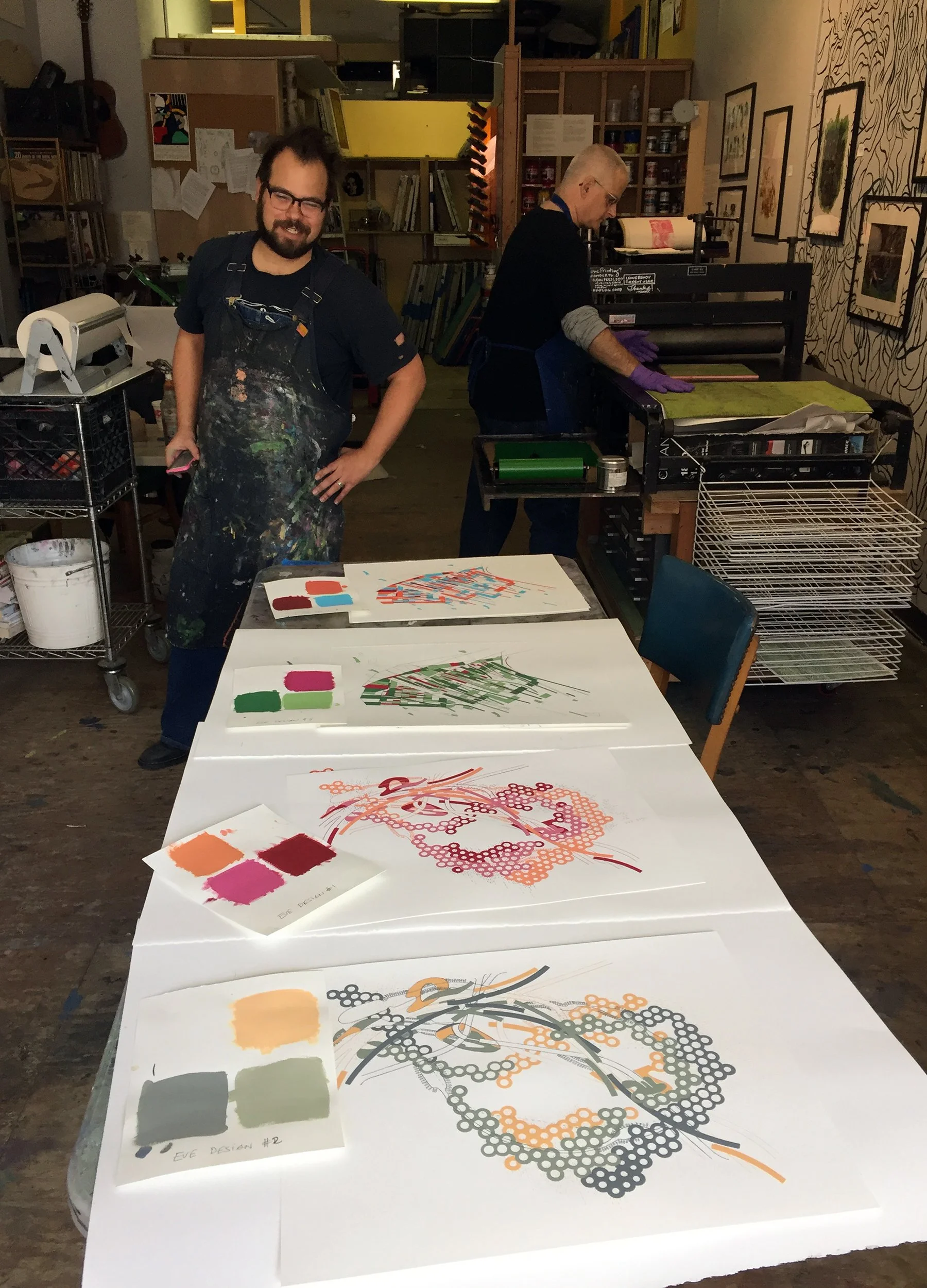 Eve Laroche-Joubert Bailey_Silkscreen_colors adjustements_printing shop_Brooklyn_2016.jpg