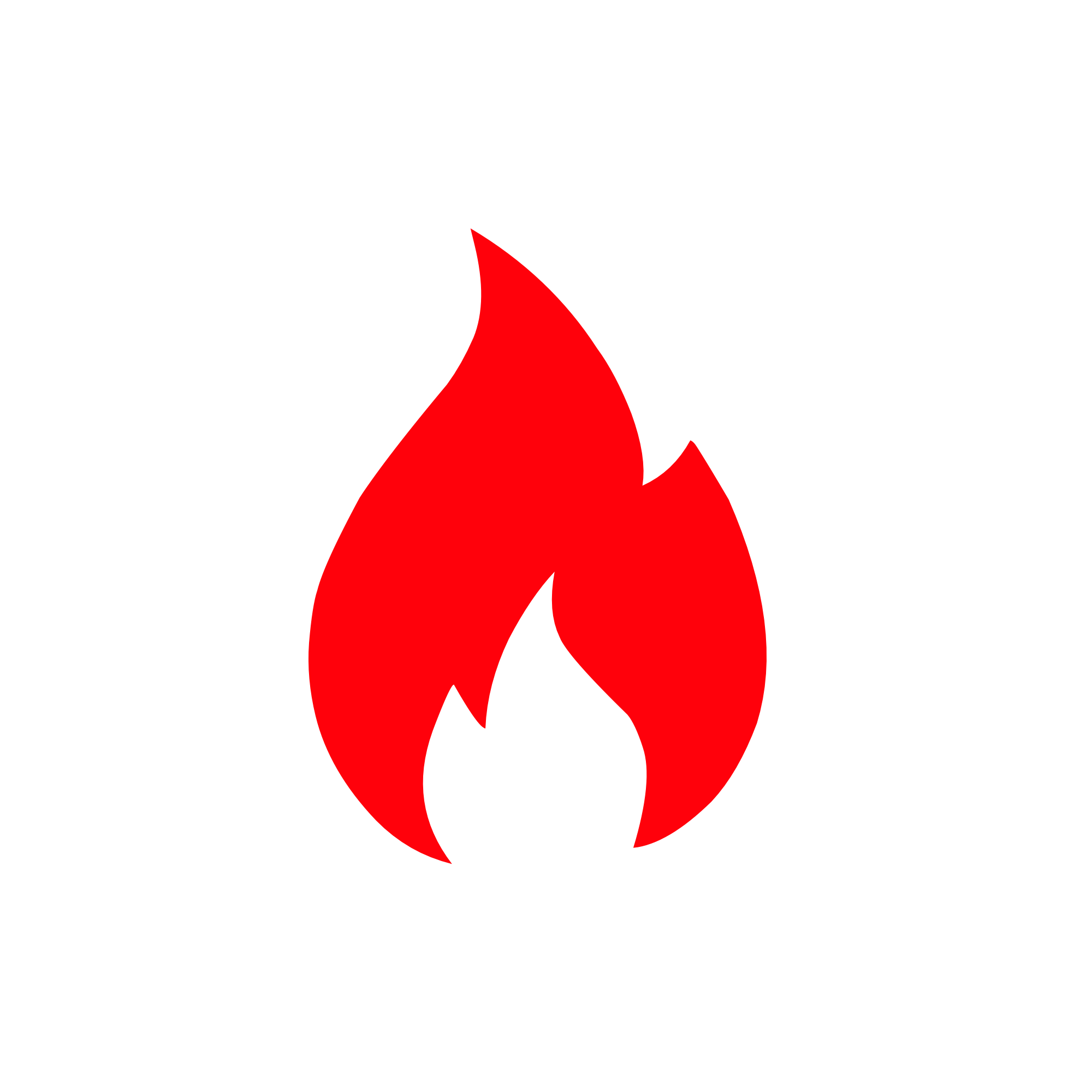 Red and white flames on a white background.