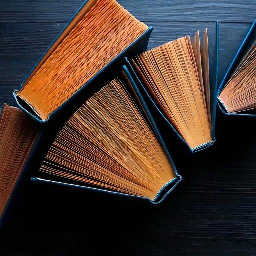 Firefly top down view of many books, stacked on top of each other 35987.jpg