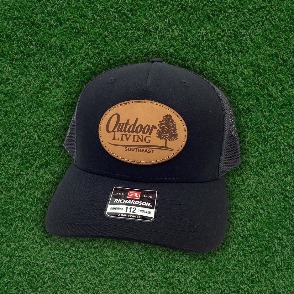 Black R112FP Leather Patch Hat