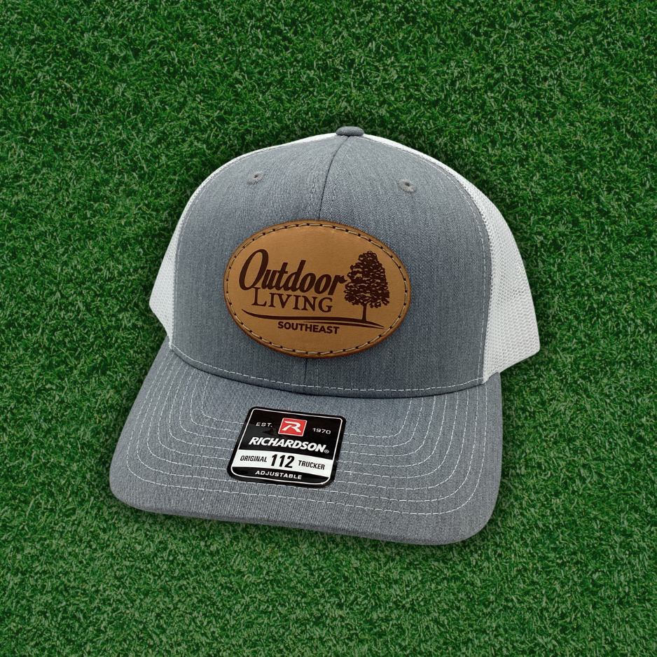 Grey/White R112 Leather Patch Hat