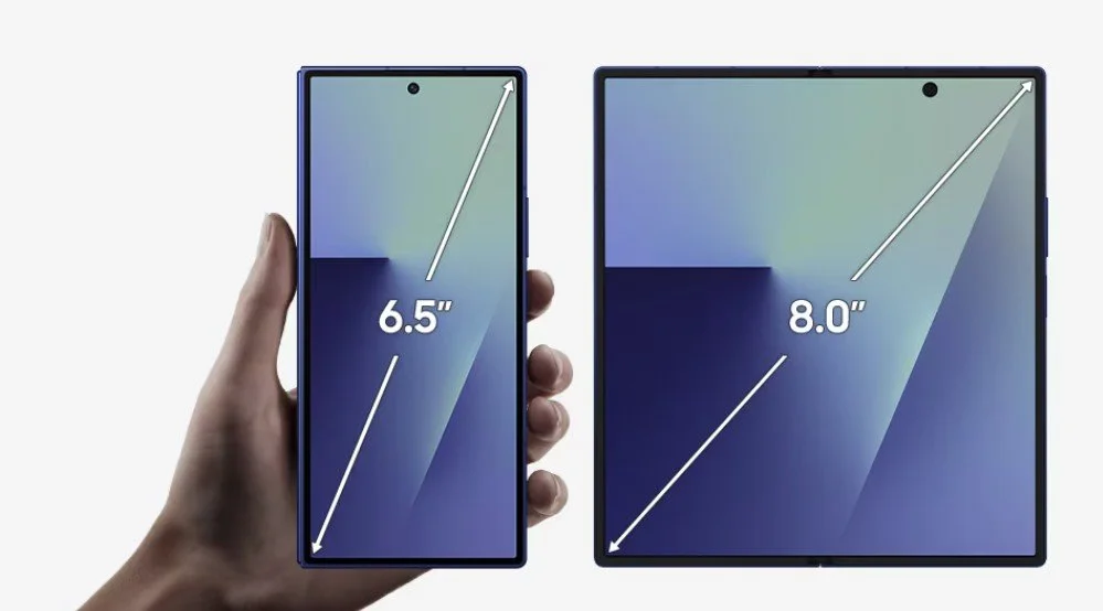 Unfolded Galaxy Z Fold7 open to 8-inch display