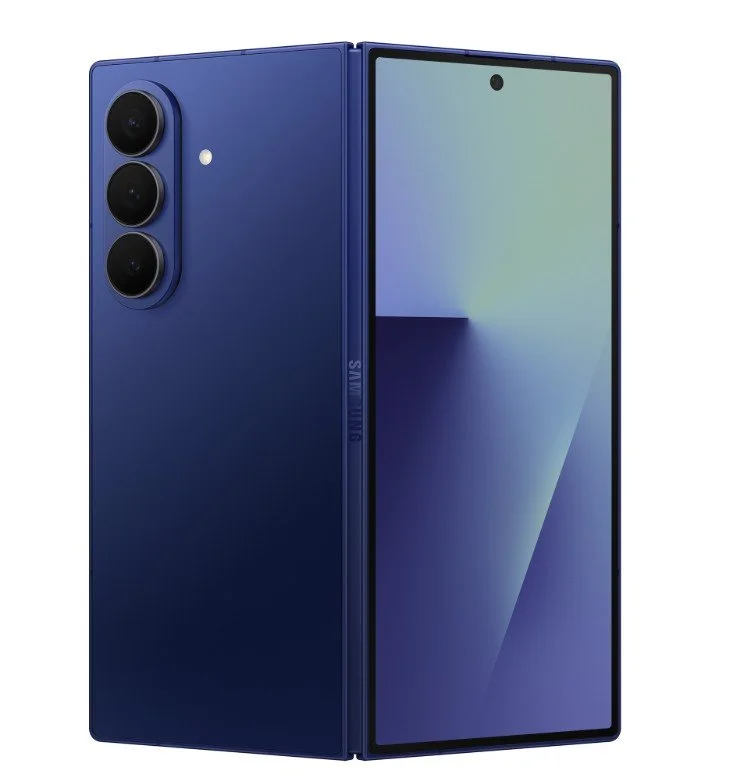 Galaxy Z Fold7 partially open, slight fold