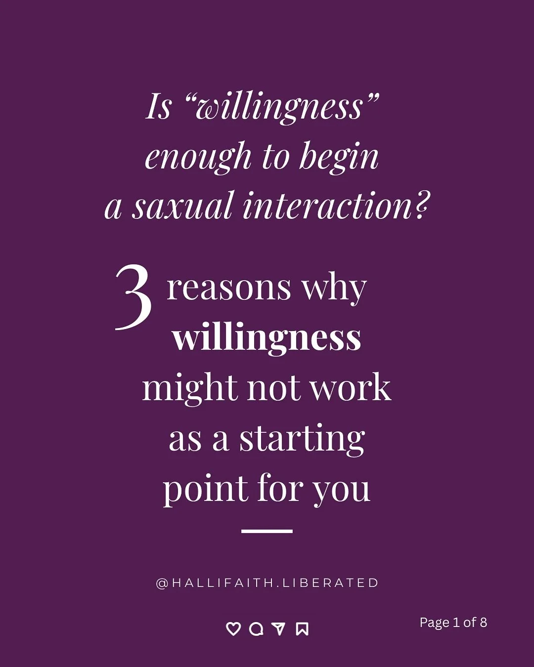 ✨You might even be surprised by your willingness and/or your partner&rsquo;s, once these 3 barriers are dealt with. 

When pressure goes ⬆️ willingness (&amp; desire) go ⬇️

When pressure goes ⬇️ willingness (&amp; desire) go ⬆️

Link in bio ✨
