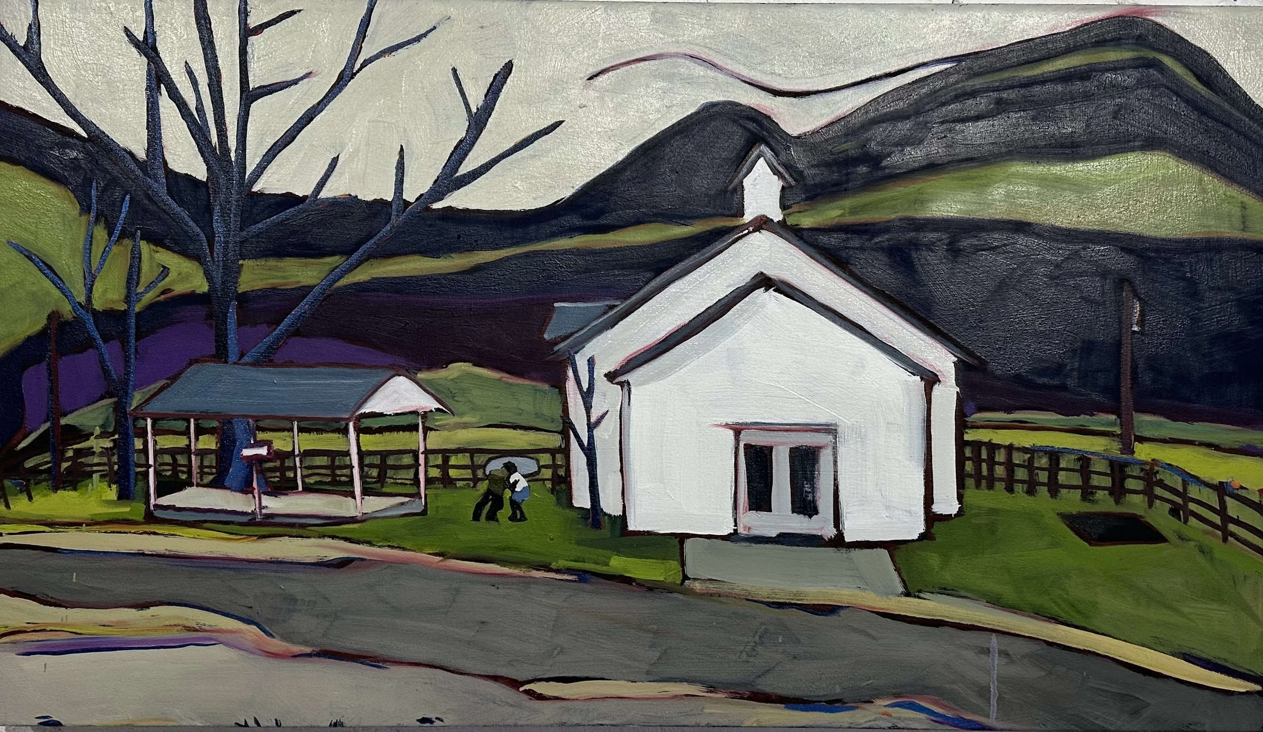 To Die at Church, oil on canvas, 24" x 42"