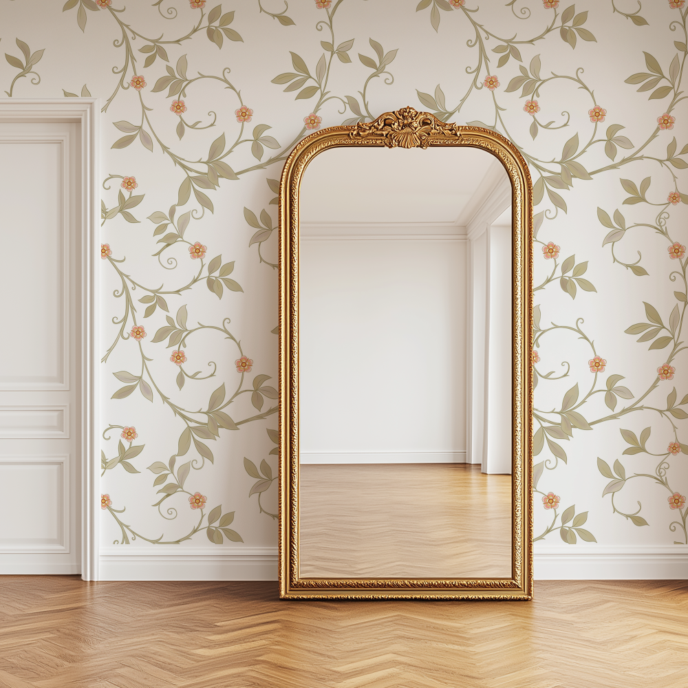 Comprar tapiz mural online diseño floral de enredaderas. Opciones en vinil adhesivo removible y papel pintado preempastado duradero. Ideal para sala, dormitorio, ambientes acogedores.