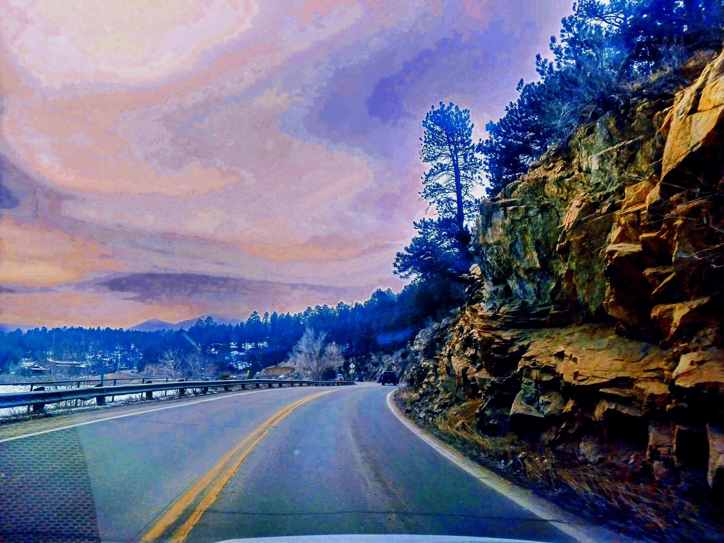 Driving through the Rockies of Colorado.